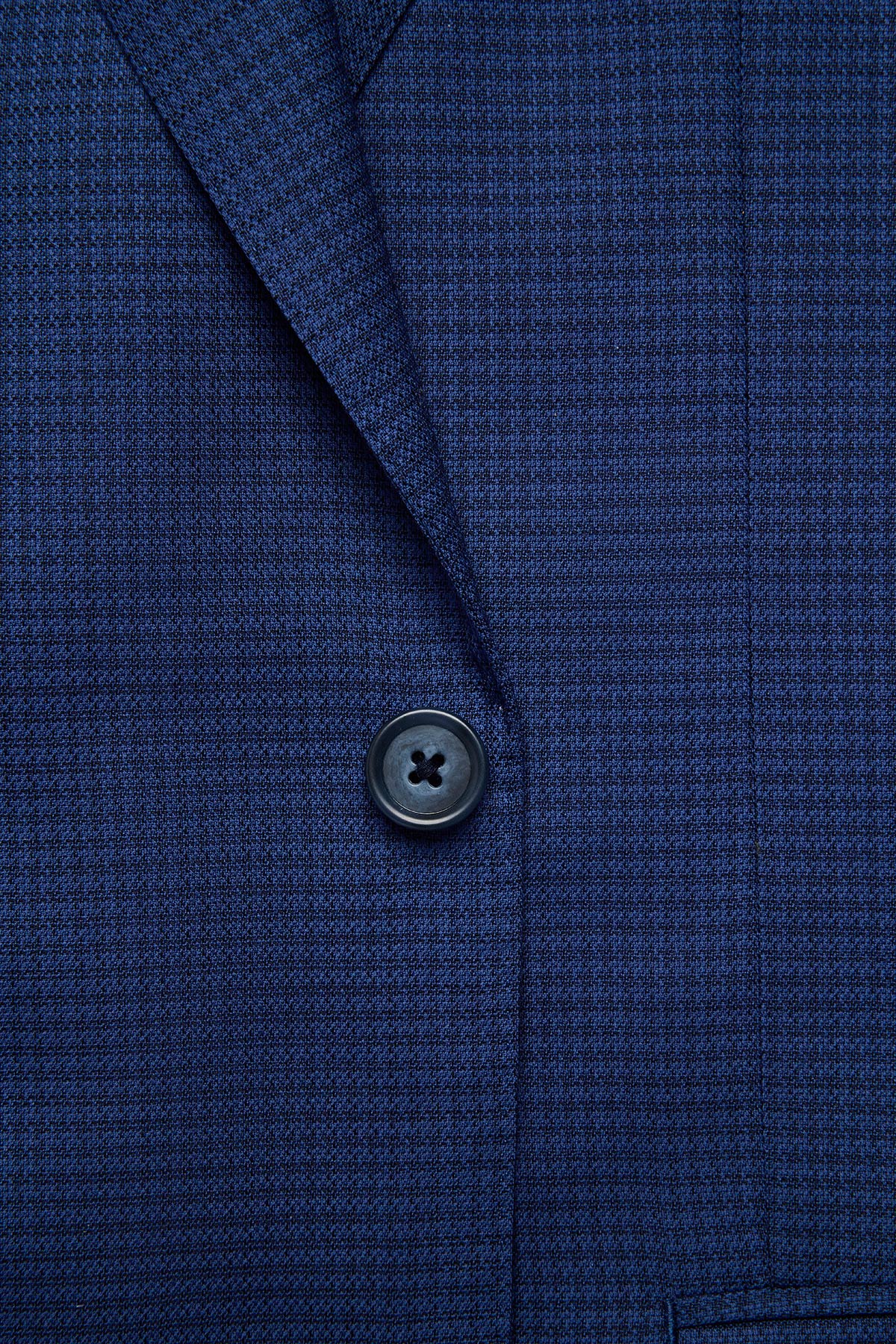 Stokes suit - Mid blue micro houndstooth, in pure wool, super 110's