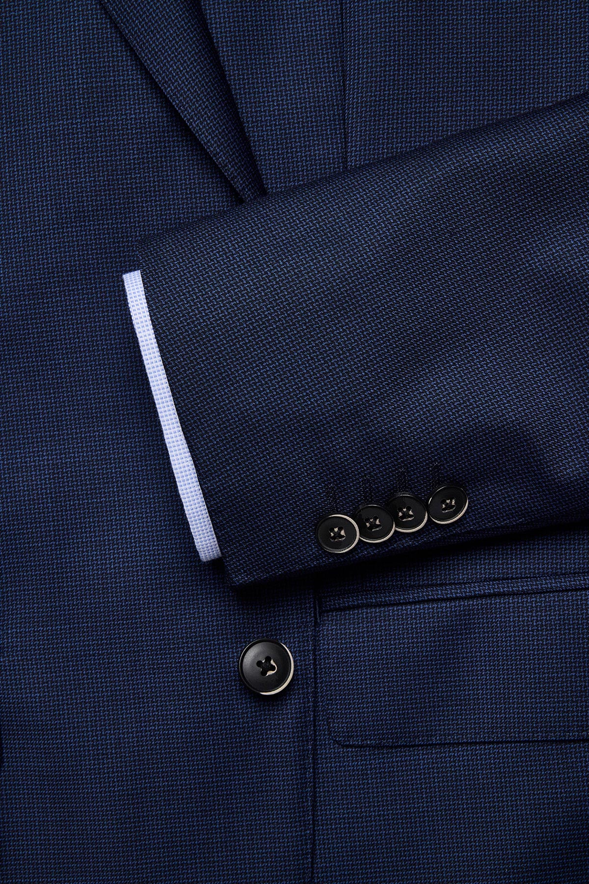Kennedy suit - Mid blue microdesign, in pure wool super 110's