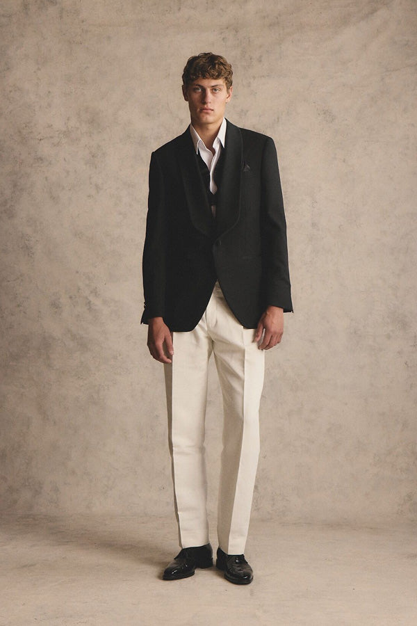 Shawn blazer - Wool in black with surface interest