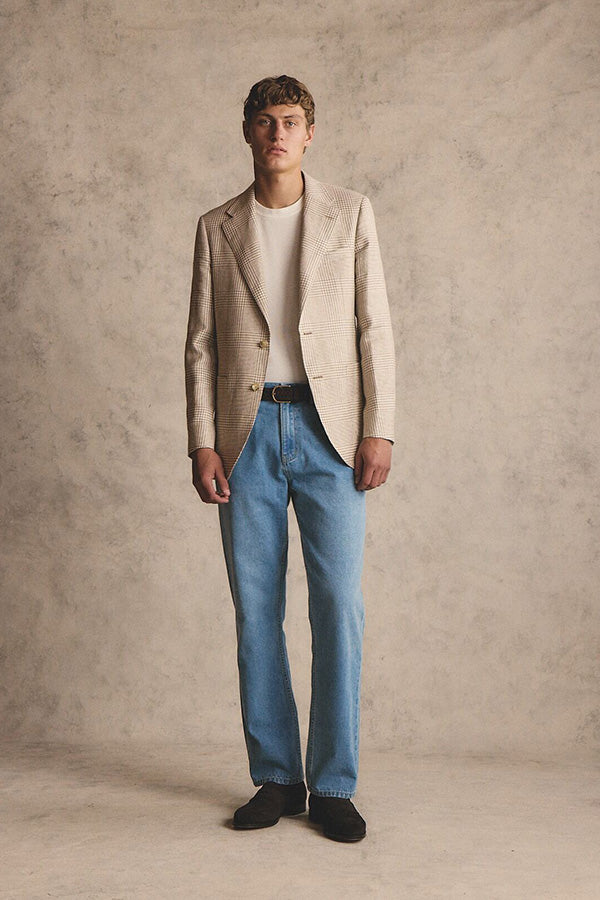 Archer blazer -Wool/linen brown heritage check