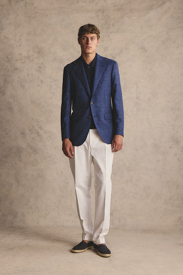 Marcus blazer - Wool/linen/silk in blue with flax