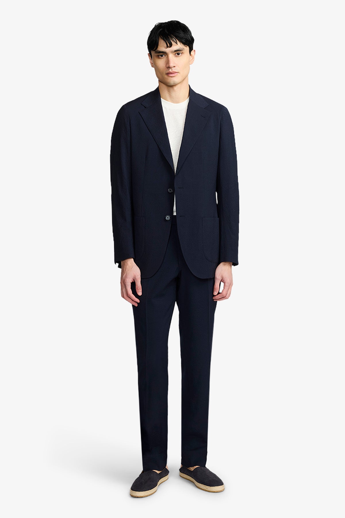 Lawson Suit - Unstructured Seersucker In Pure Wool, Super 100's