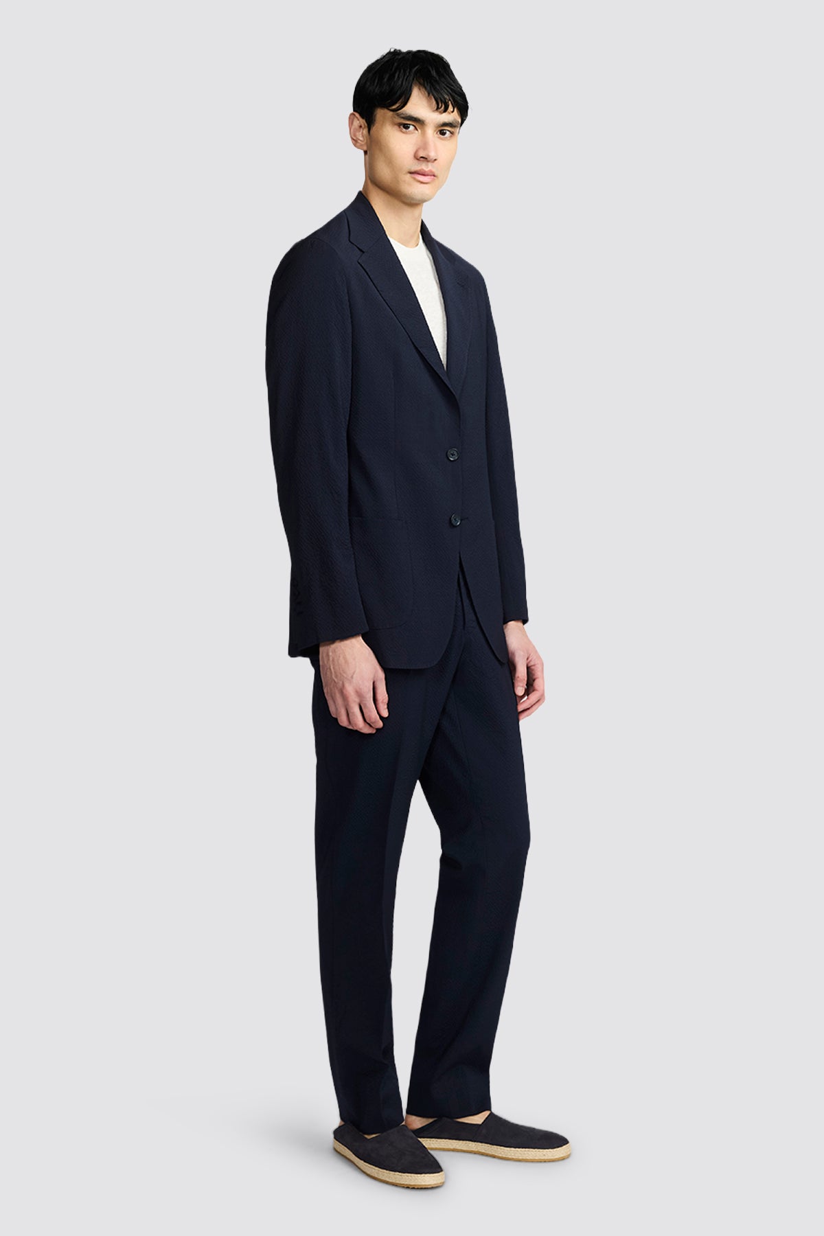 Lawson Suit - Unstructured Seersucker In Pure Wool, Super 100's