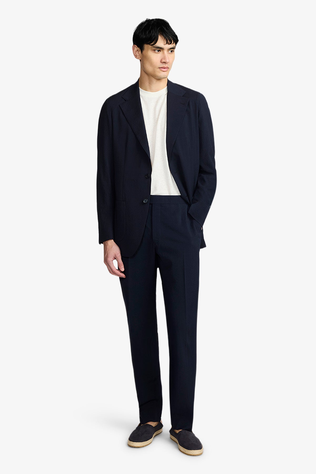 Lawson Suit - Unstructured Seersucker In Pure Wool, Super 100's
