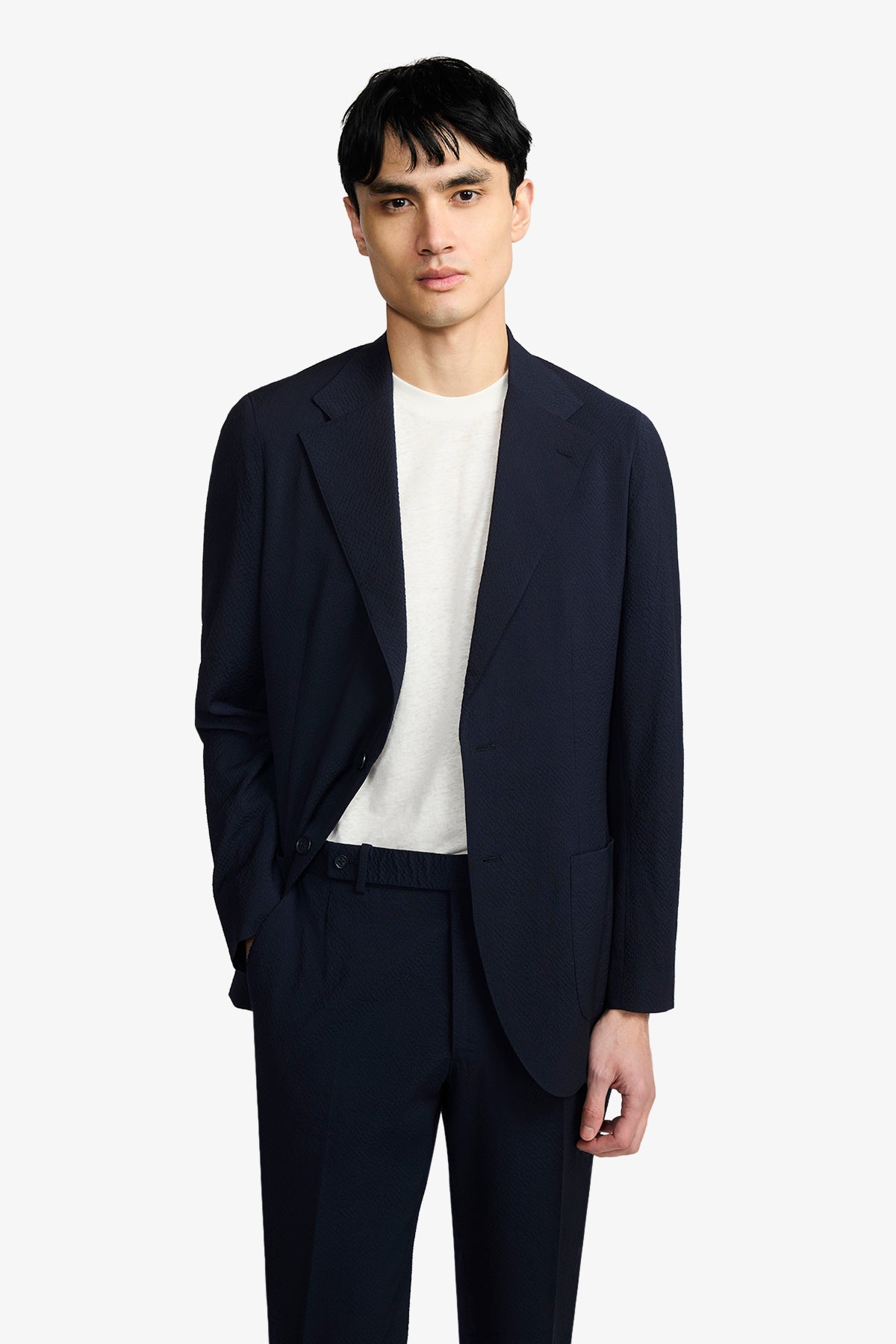 Lawson Suit - Unstructured Seersucker In Pure Wool, Super 100's