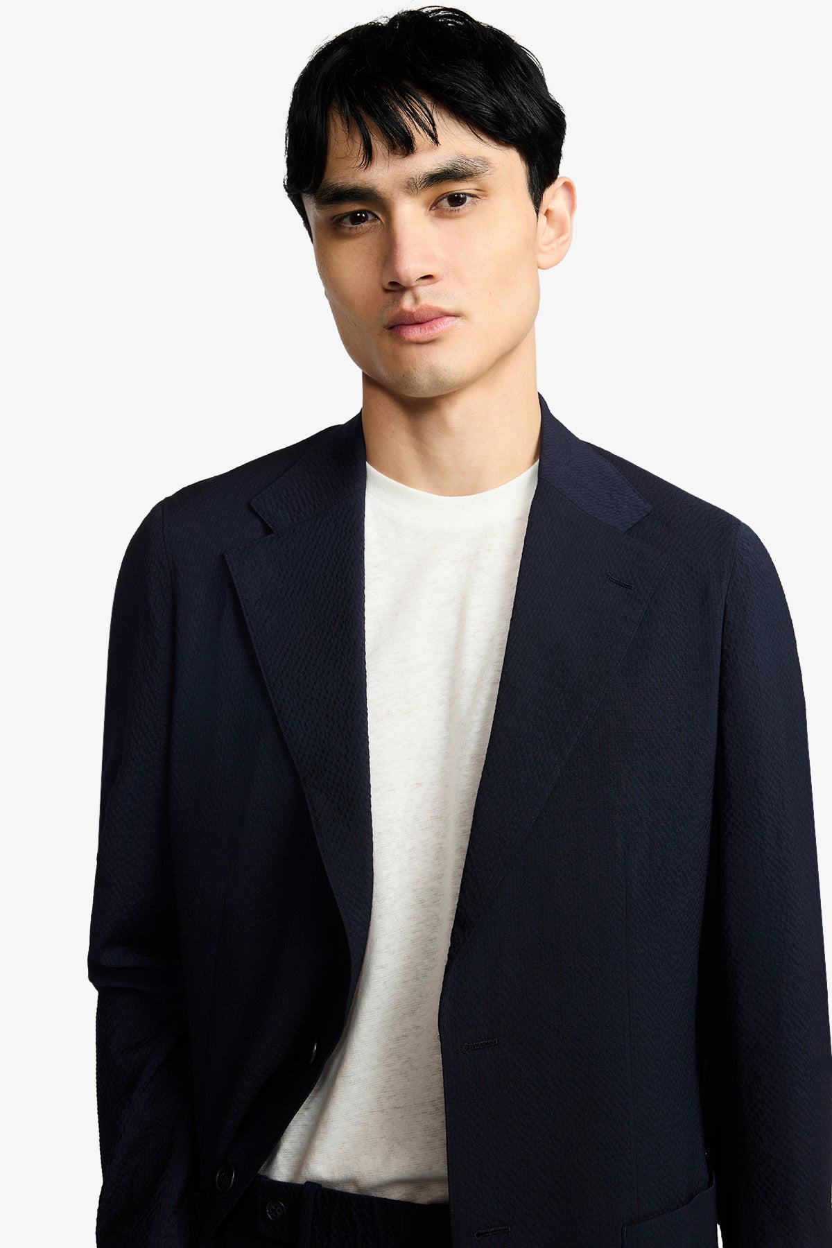 Lawson Suit - Unstructured Seersucker In Pure Wool, Super 100's