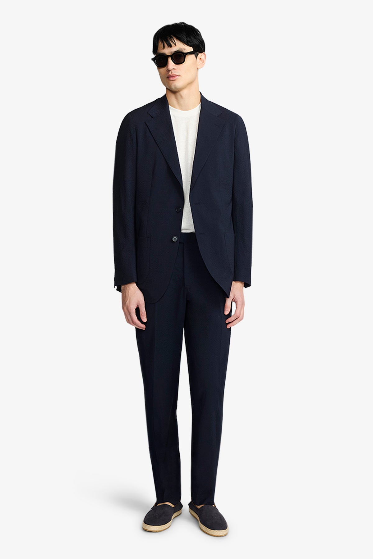 Lawson Suit - Unstructured Seersucker In Pure Wool, Super 100's