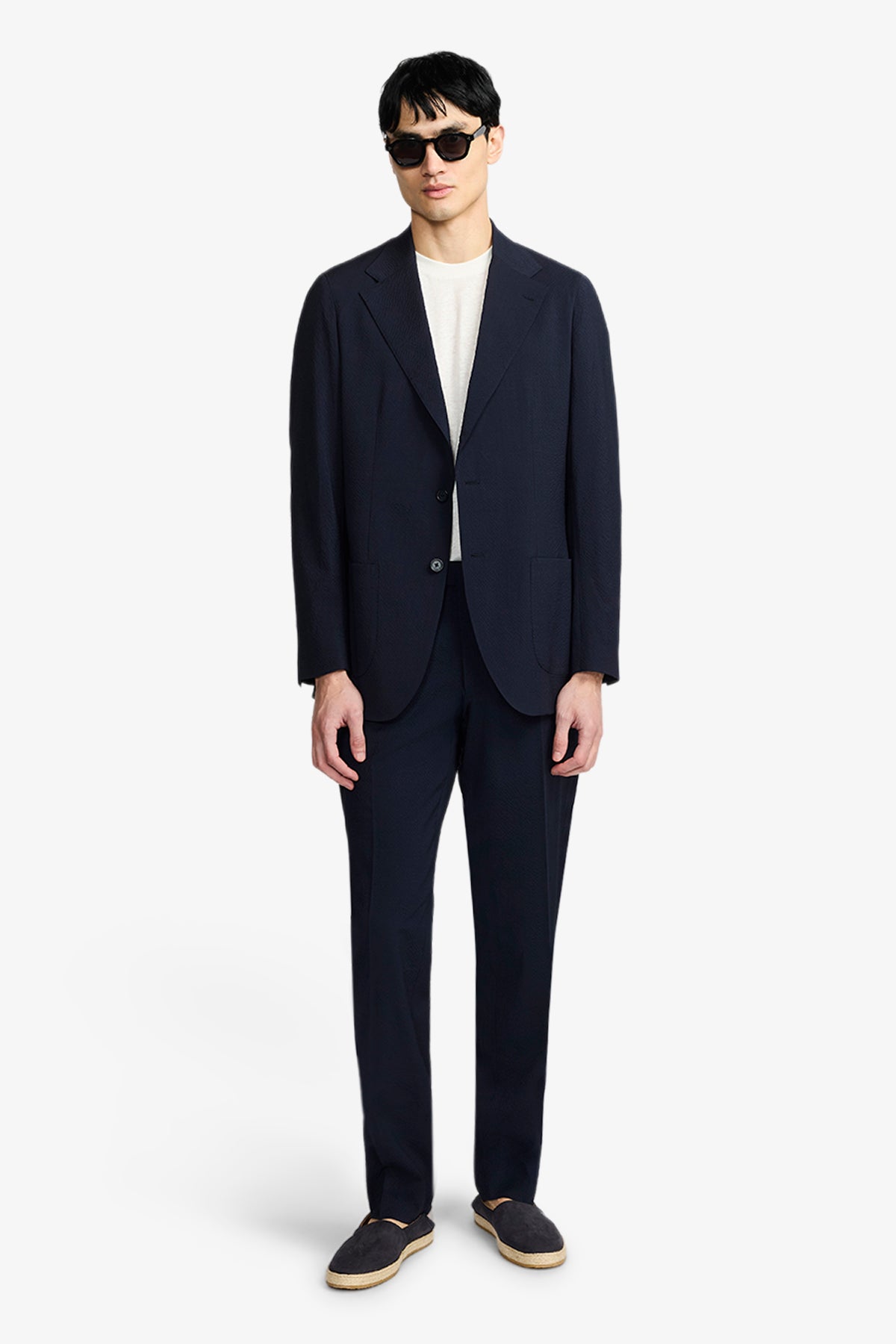 Lawson Suit - Unstructured Seersucker In Pure Wool, Super 100's