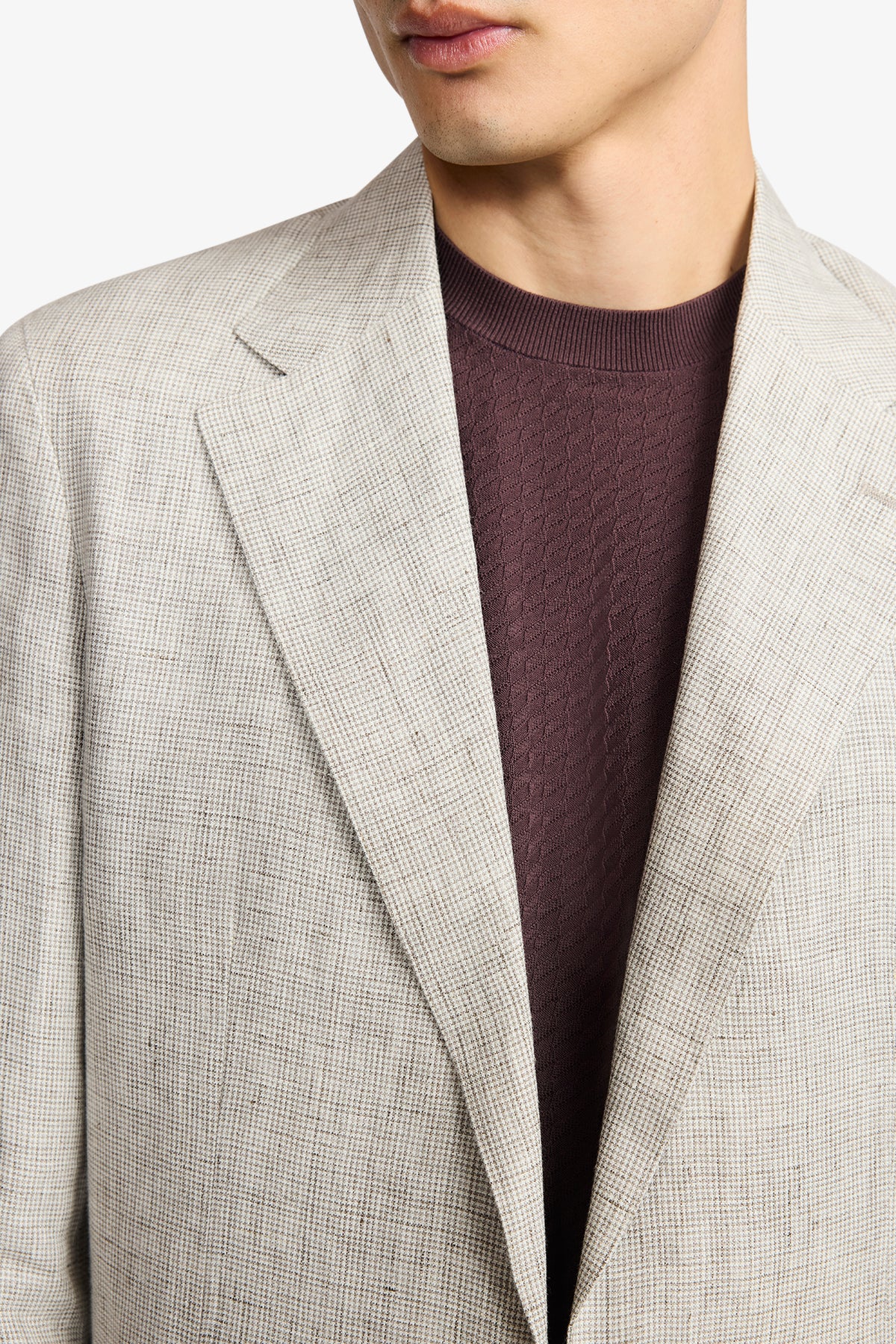 Leo Blazer - Unstructured Mutlicheck In Tropical Linen