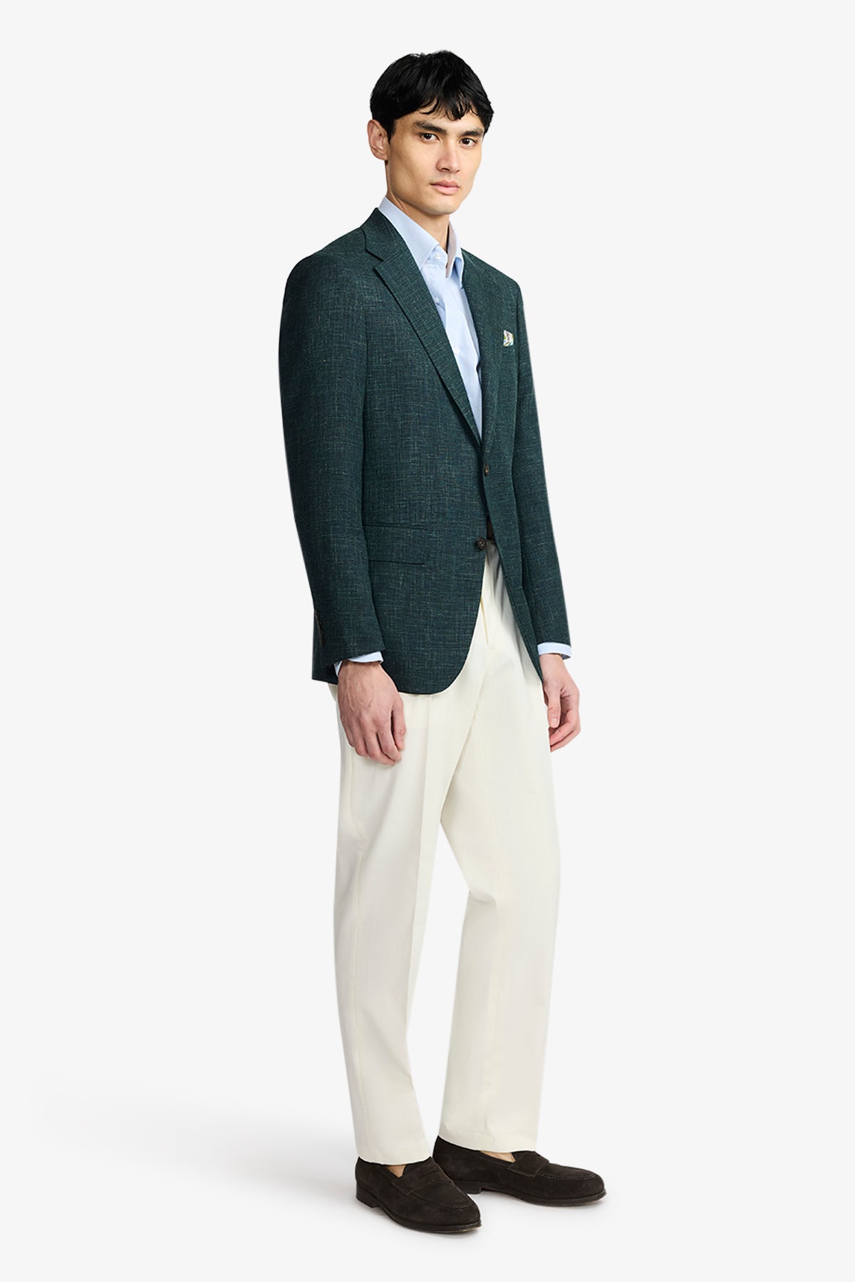 Marcus Blazer - Green In Wool/Linen/Silk