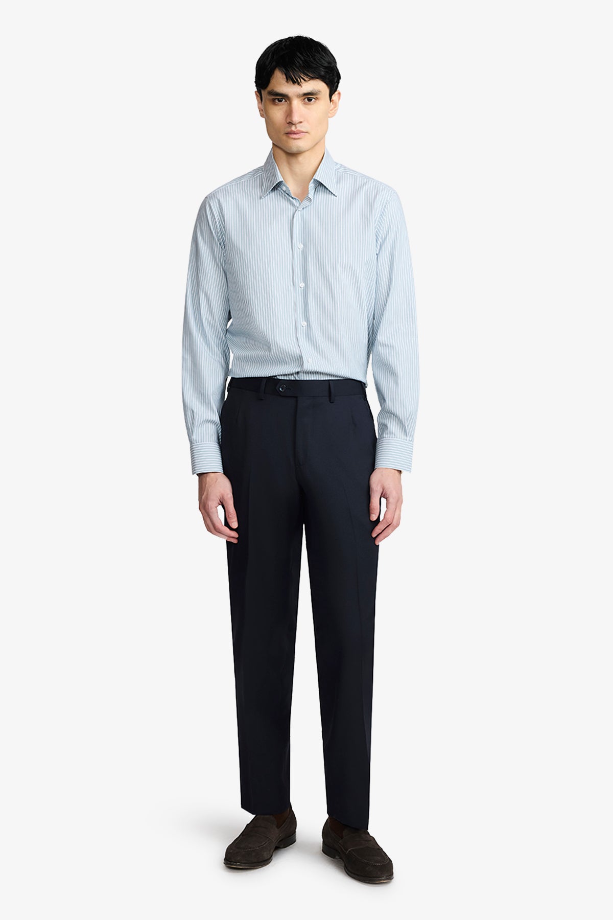 Norris Formal Shirt - Green And White Stripe
