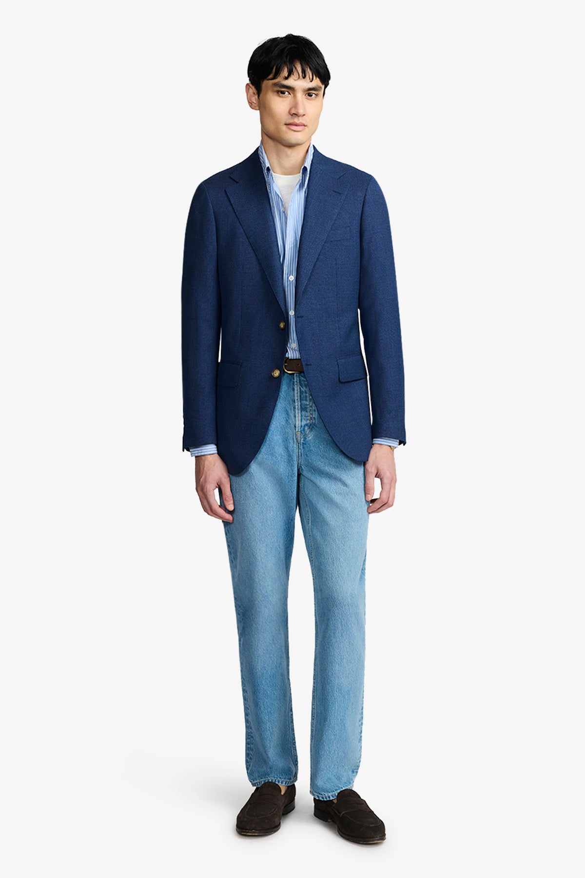 Marcus Blazer - Blue Hopsack In Pure Wool