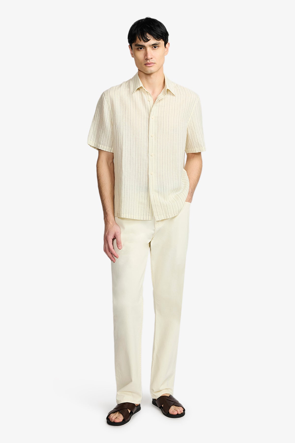 Ash - Natural stripe Cotton/Linen S/S Shirt