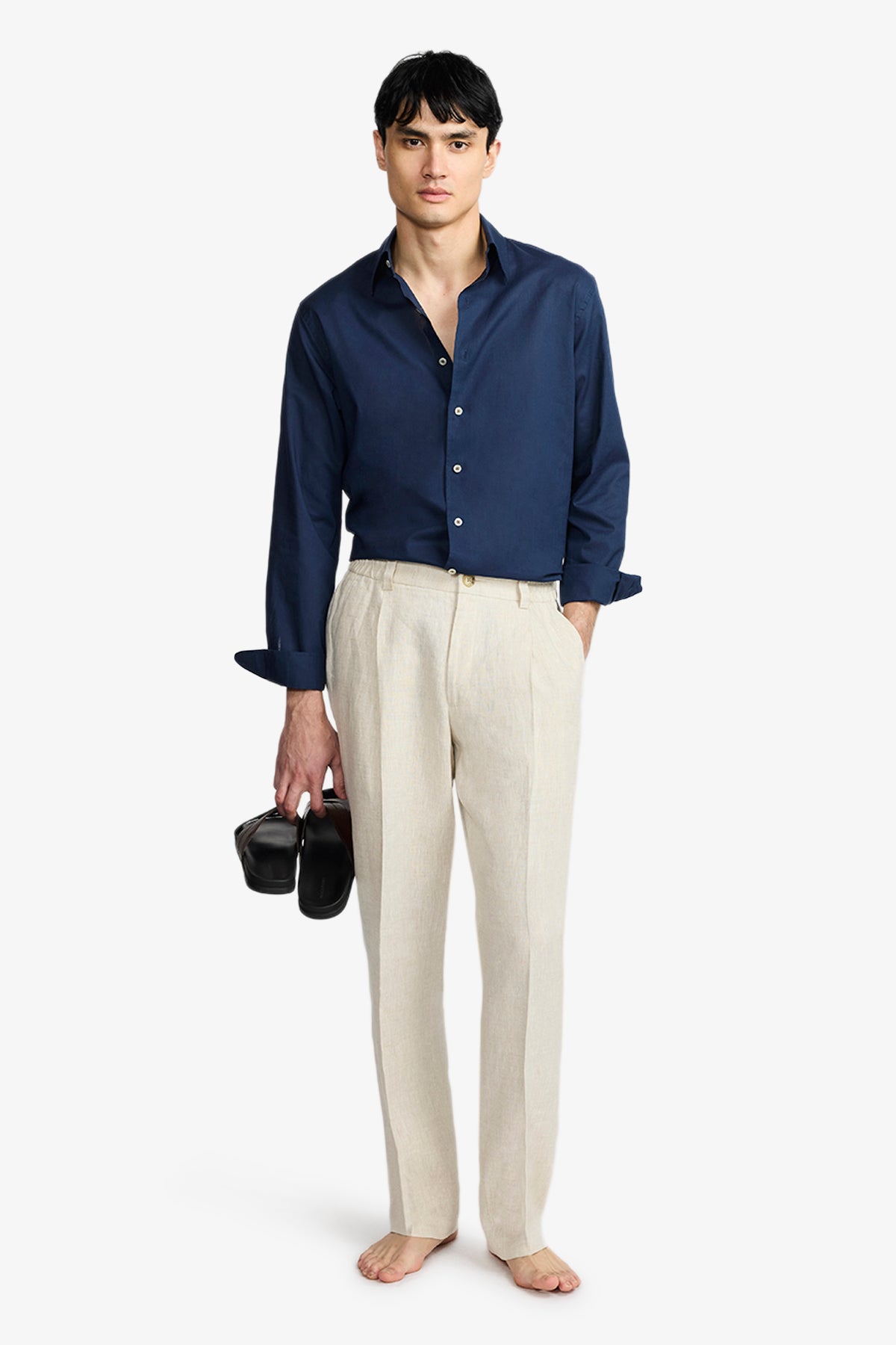 Quy - Blue Cotton/Linen Shirt