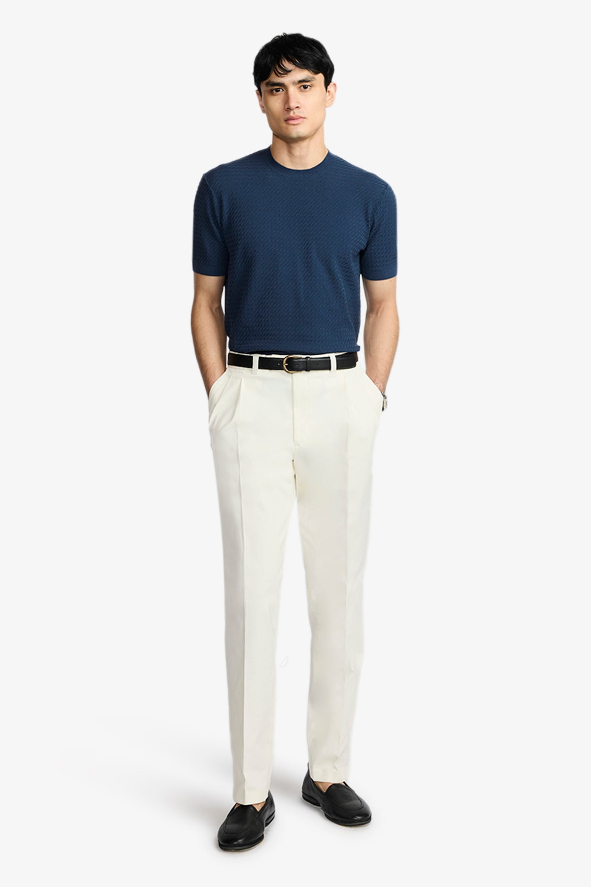 Axis - Mid Blue Crew Neck Knit