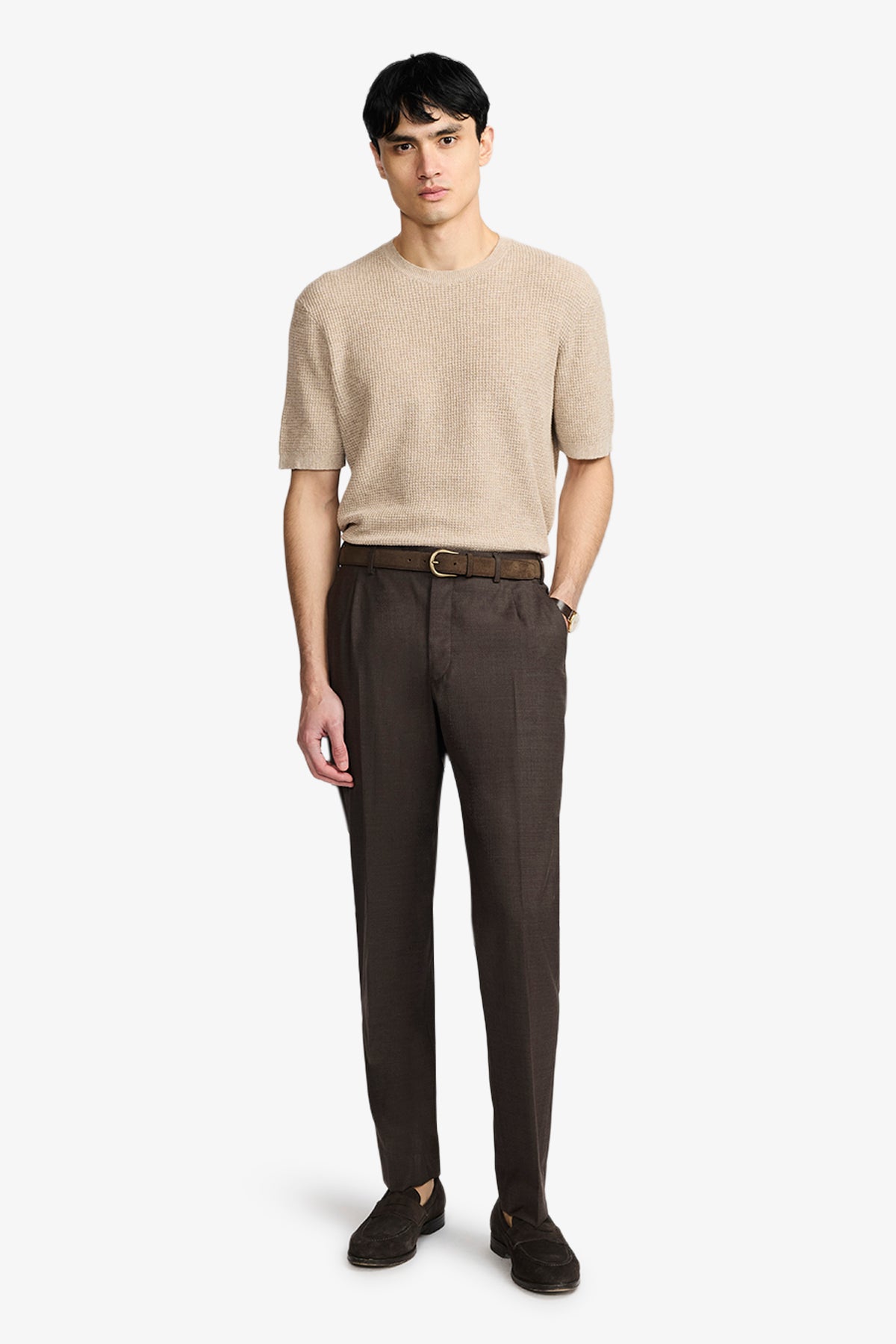 Slack Trouser - Tobacco In Pure Tropical Wool