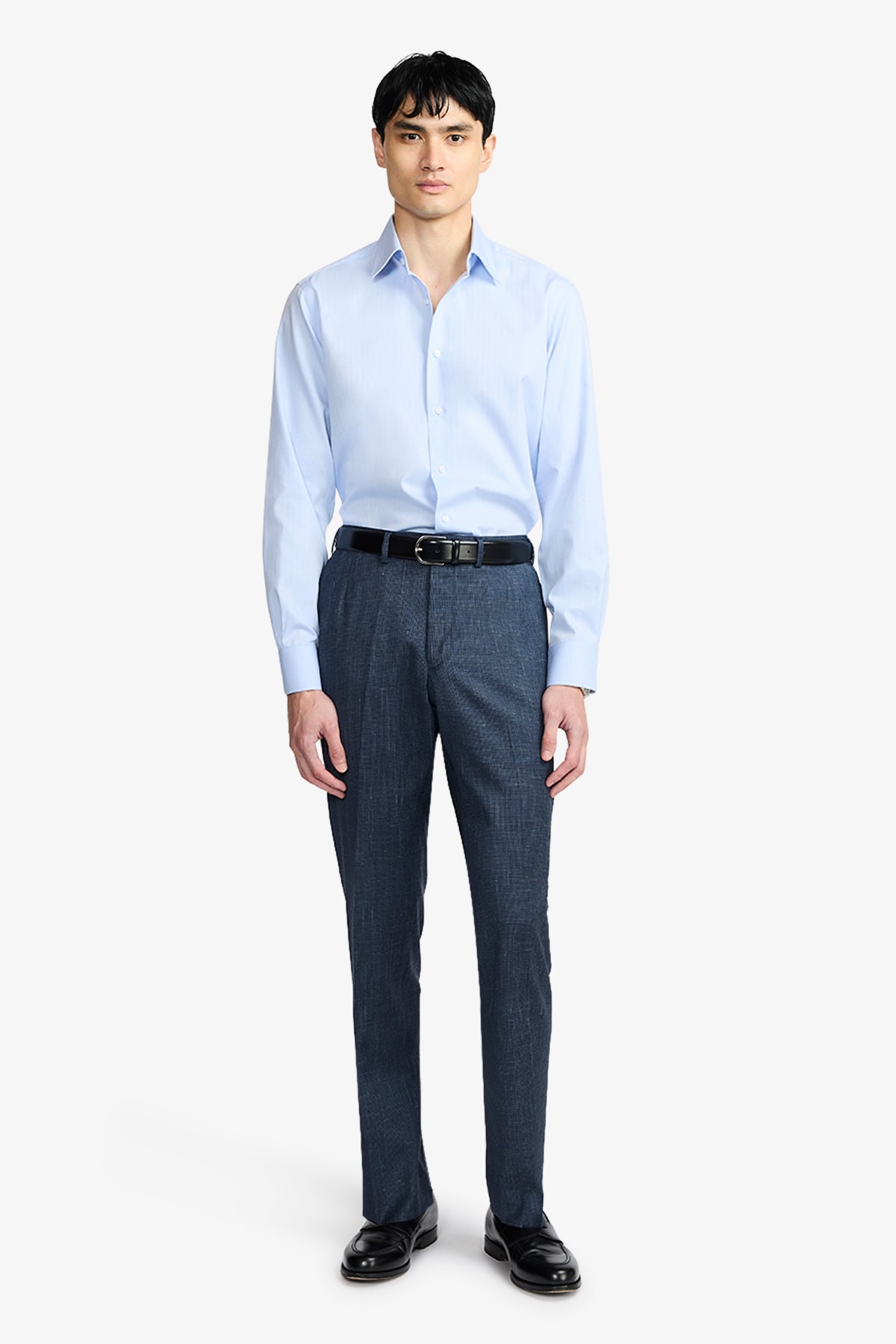 Norris Formal Shirt - Blue Herringbone