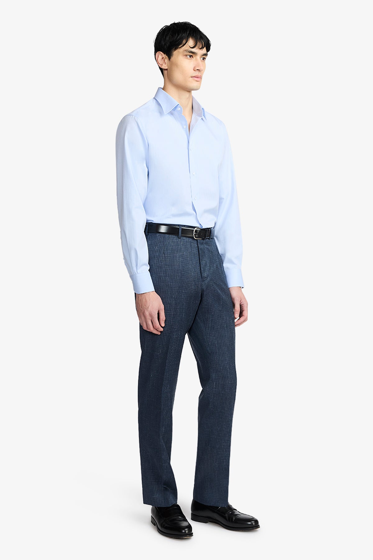 Norris Formal Shirt - Blue Herringbone
