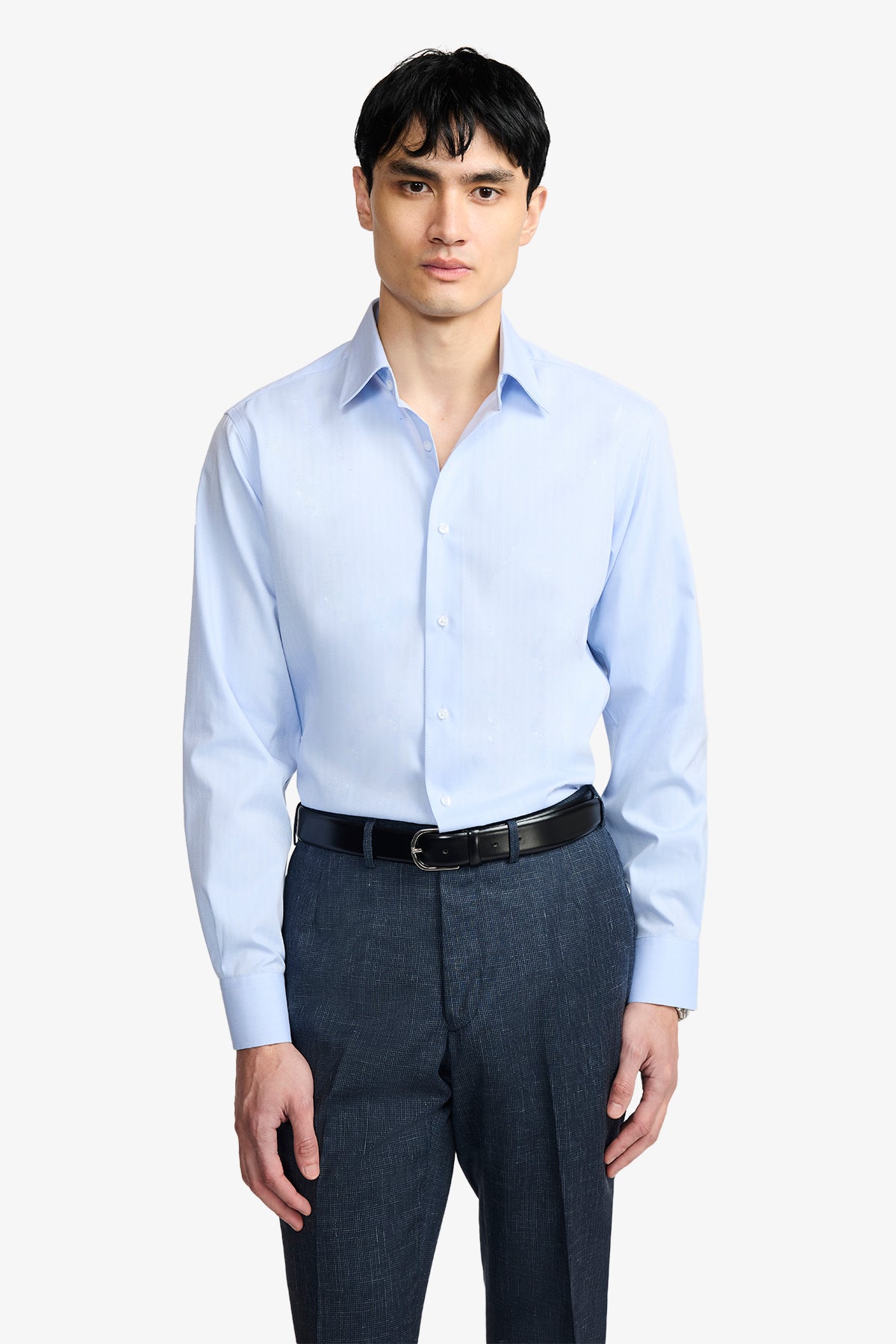 Norris Formal Shirt - Blue Herringbone