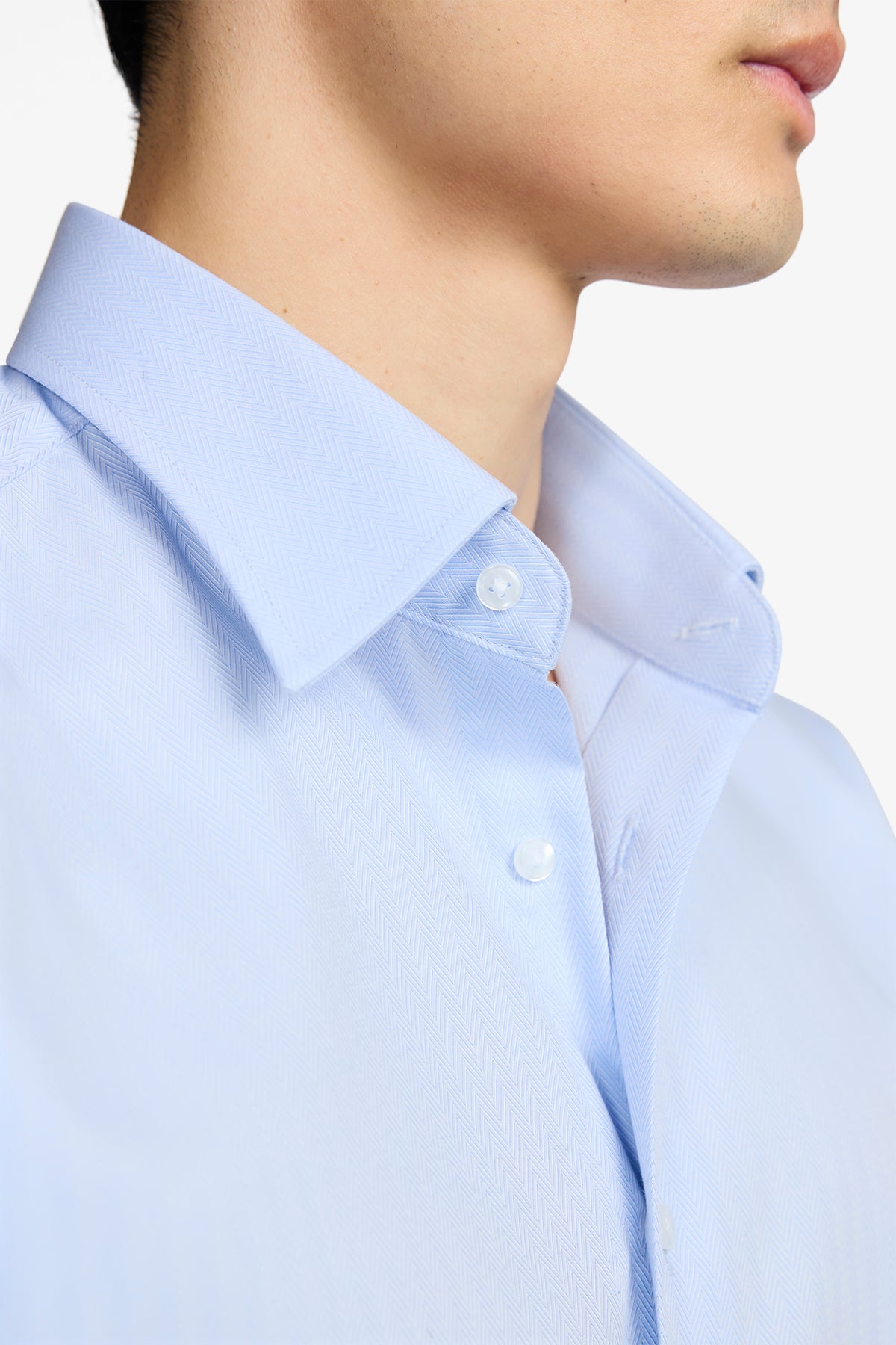 Norris Formal Shirt - Blue Herringbone