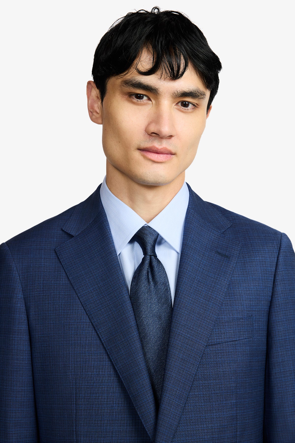 Kennedy Suit - Blue Multicheck In Pure Troopical Wool, Super 110's