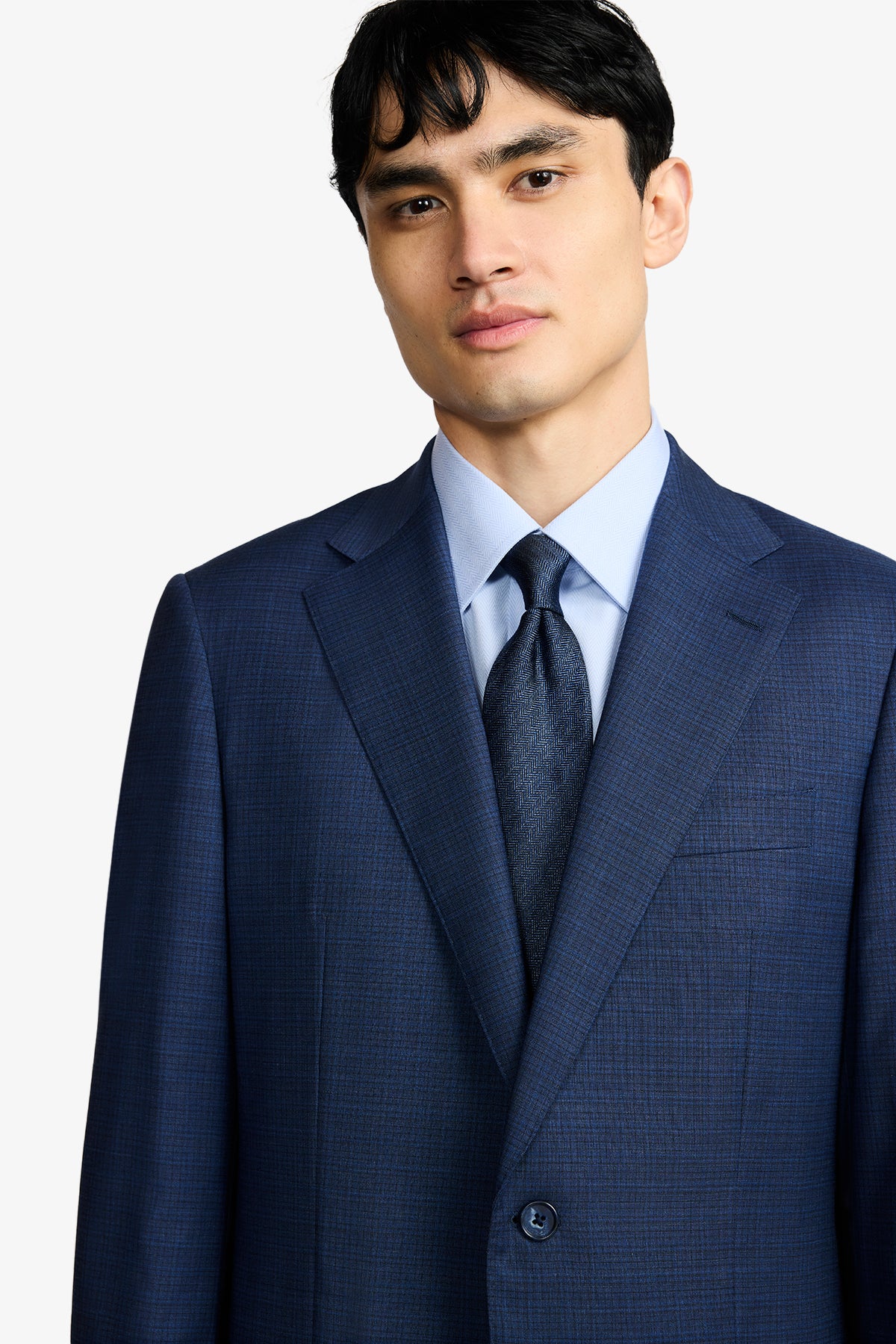 Kennedy Suit - Blue Multicheck In Pure Troopical Wool, Super 110's