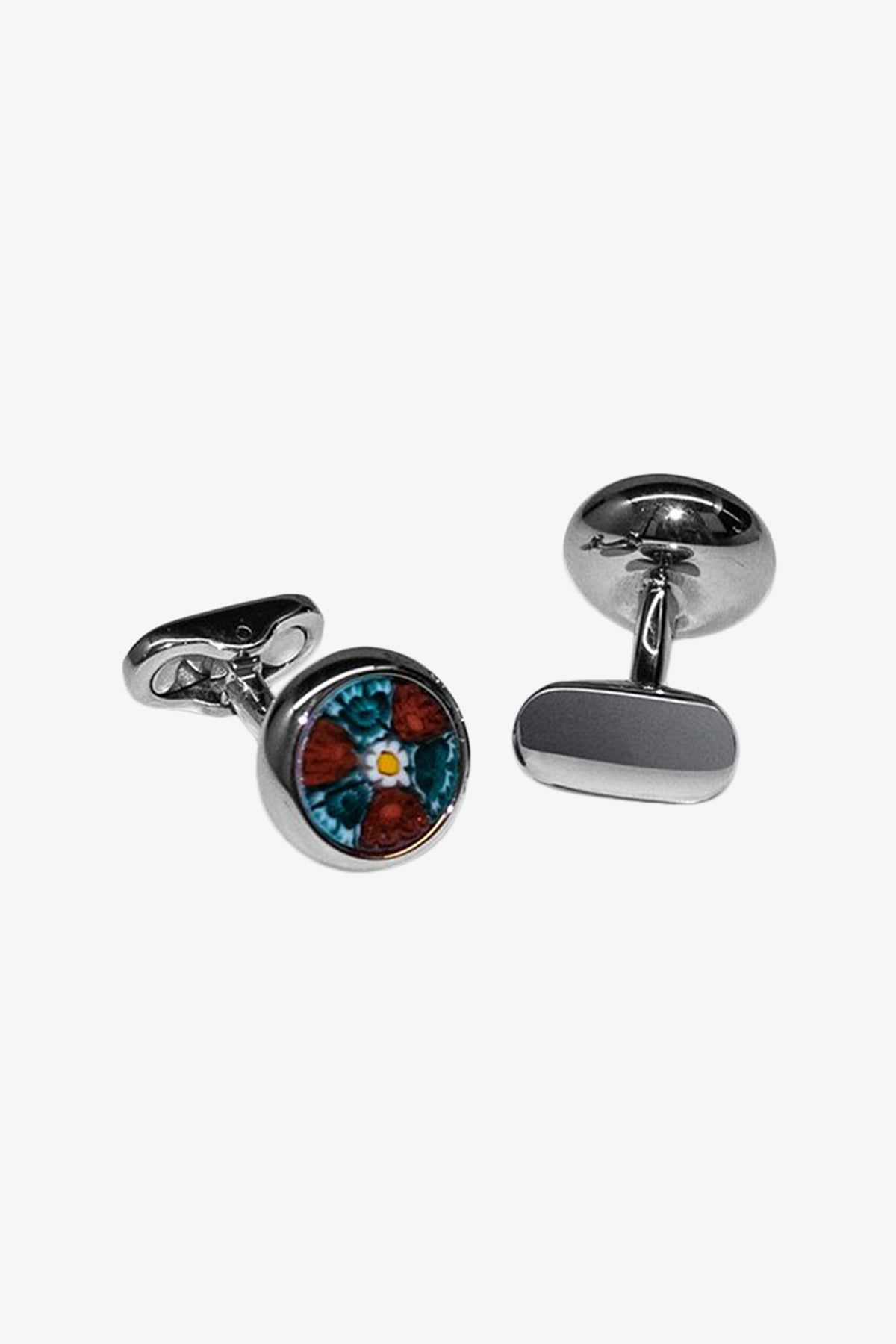 Cufflinks - Blue & Red Murano Glass