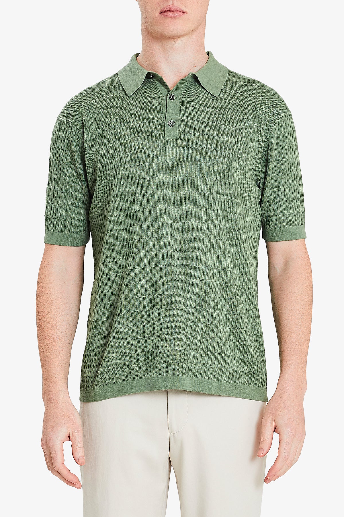 Long Island Knitted Polo - Olive