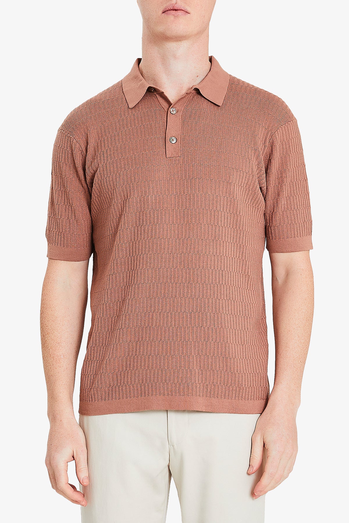 Long Island Knitted Polo - Terracotta
