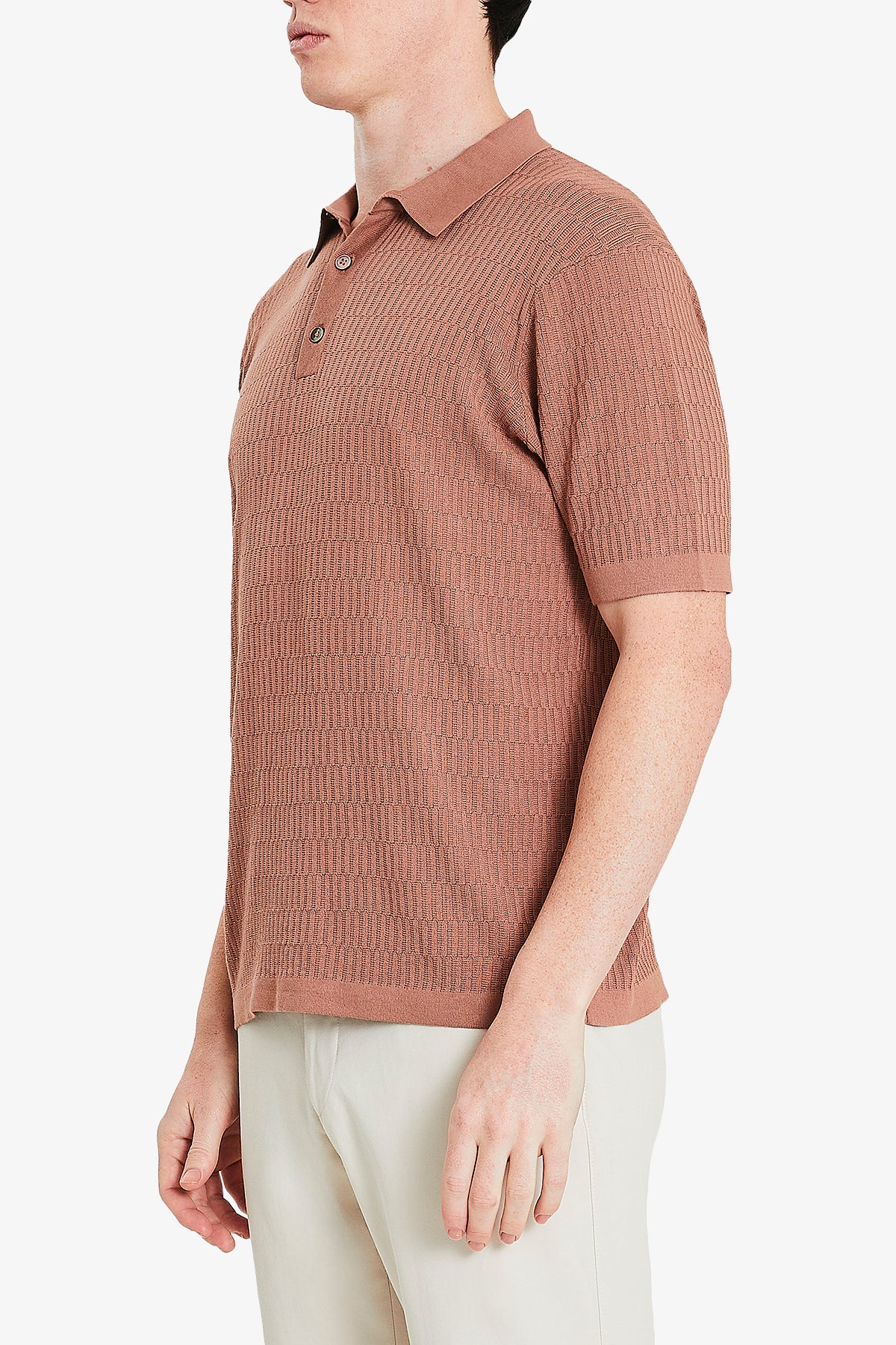 Long Island Knitted Polo - Terracotta