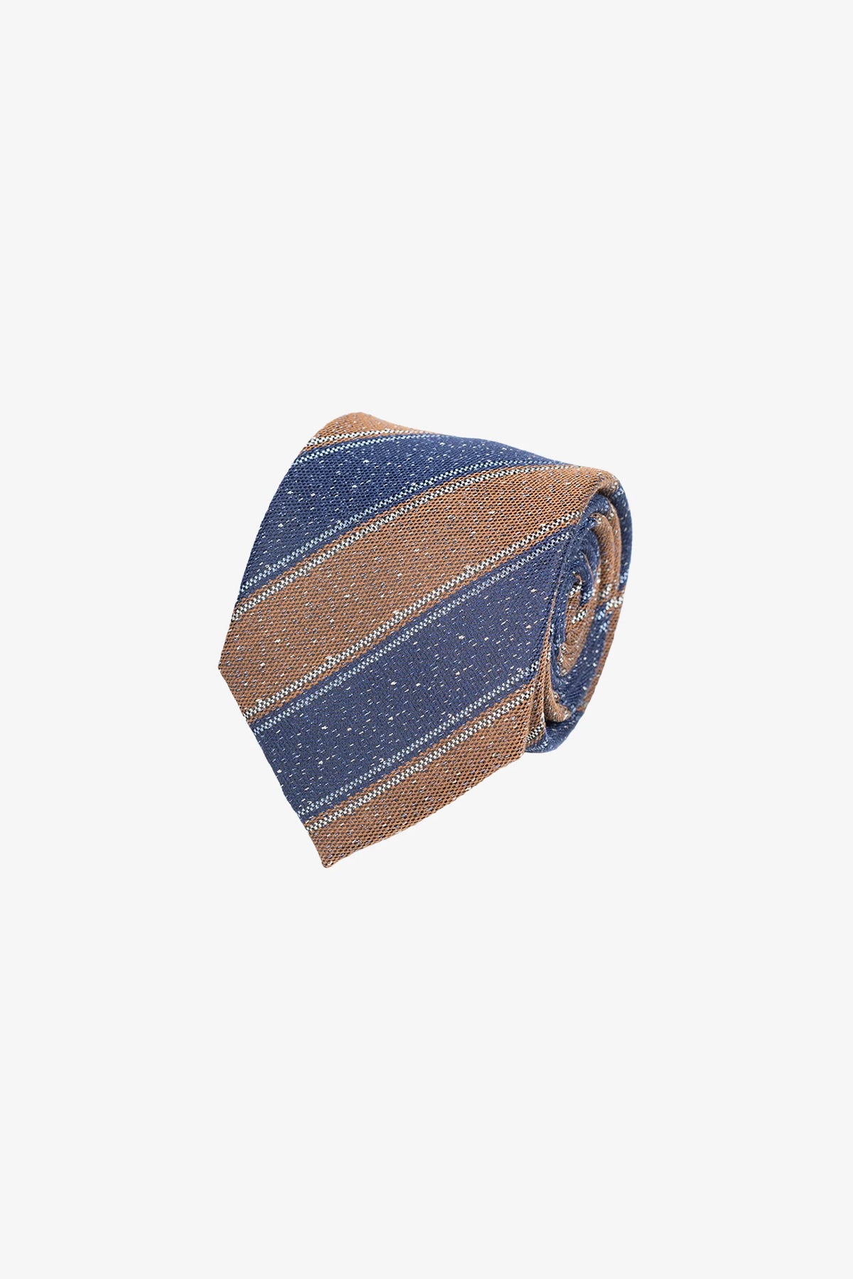 Tie - Silk blue with brown stripes