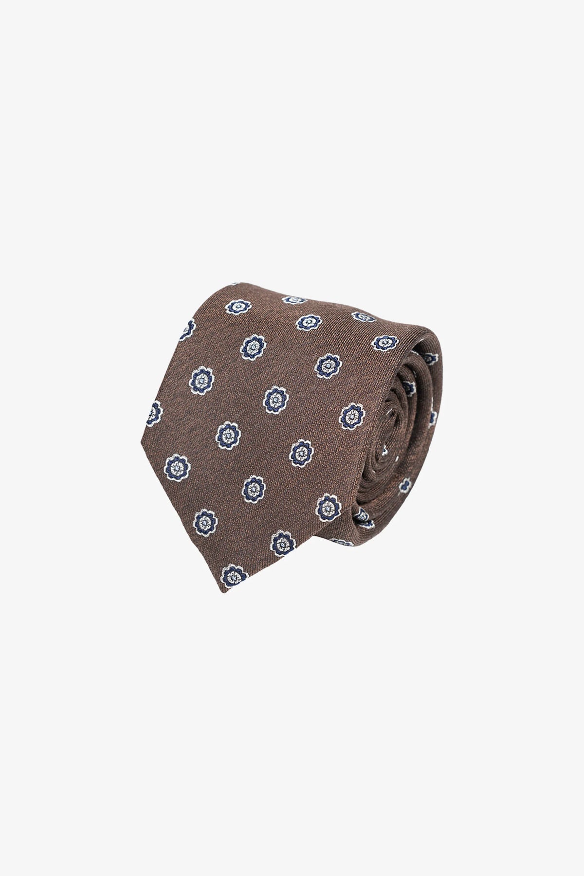 Tie - Silk brown with small florals