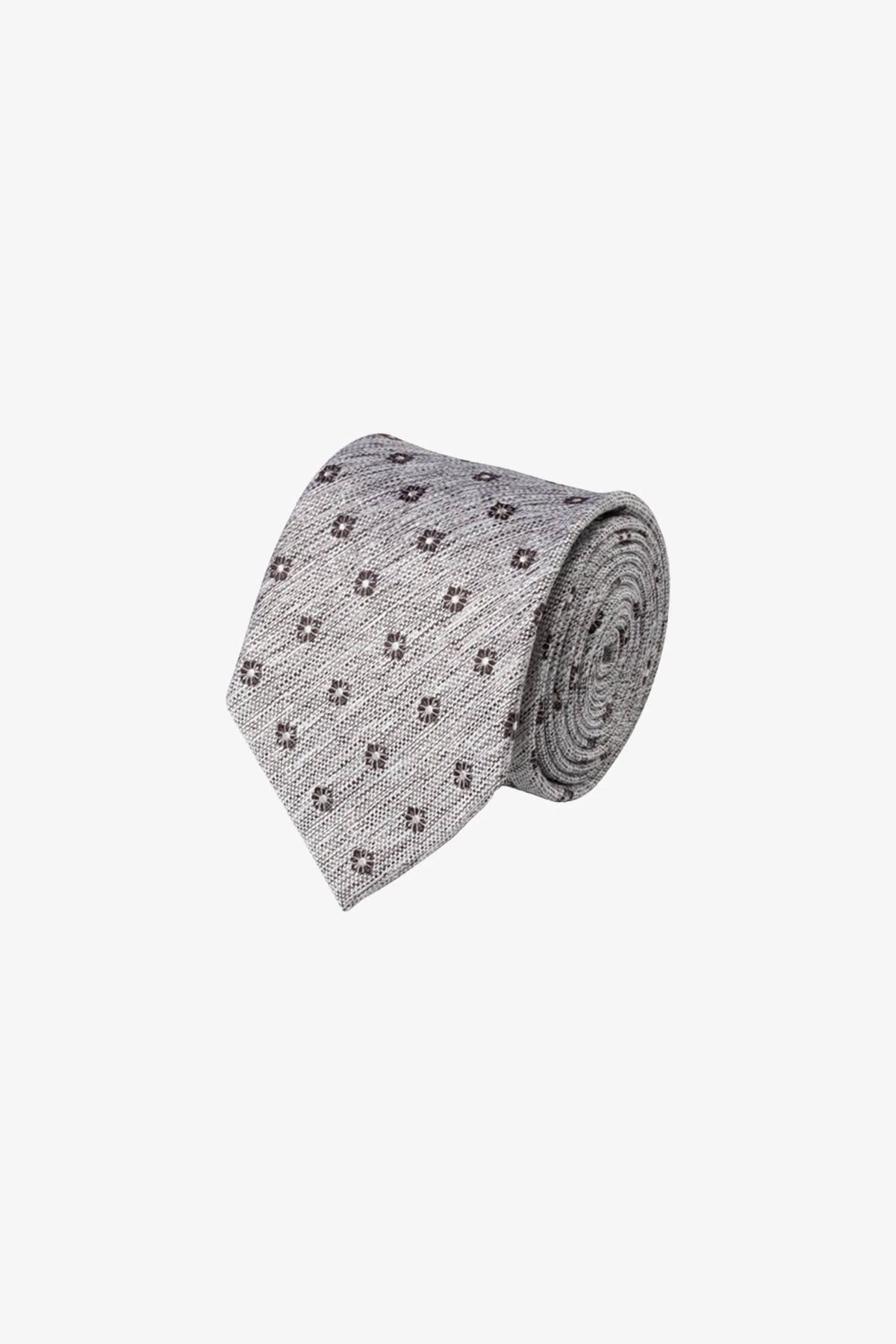 Tie - Silk silver white with small floral