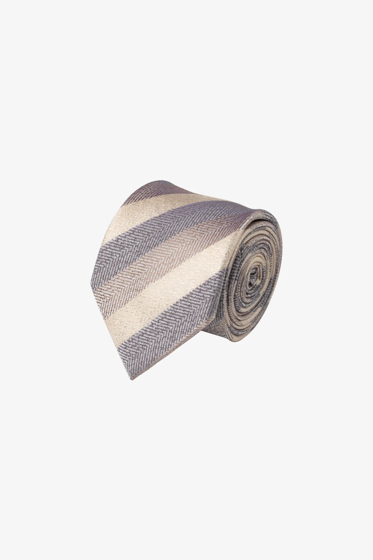 Tie - Silk multi stripe blue and cream