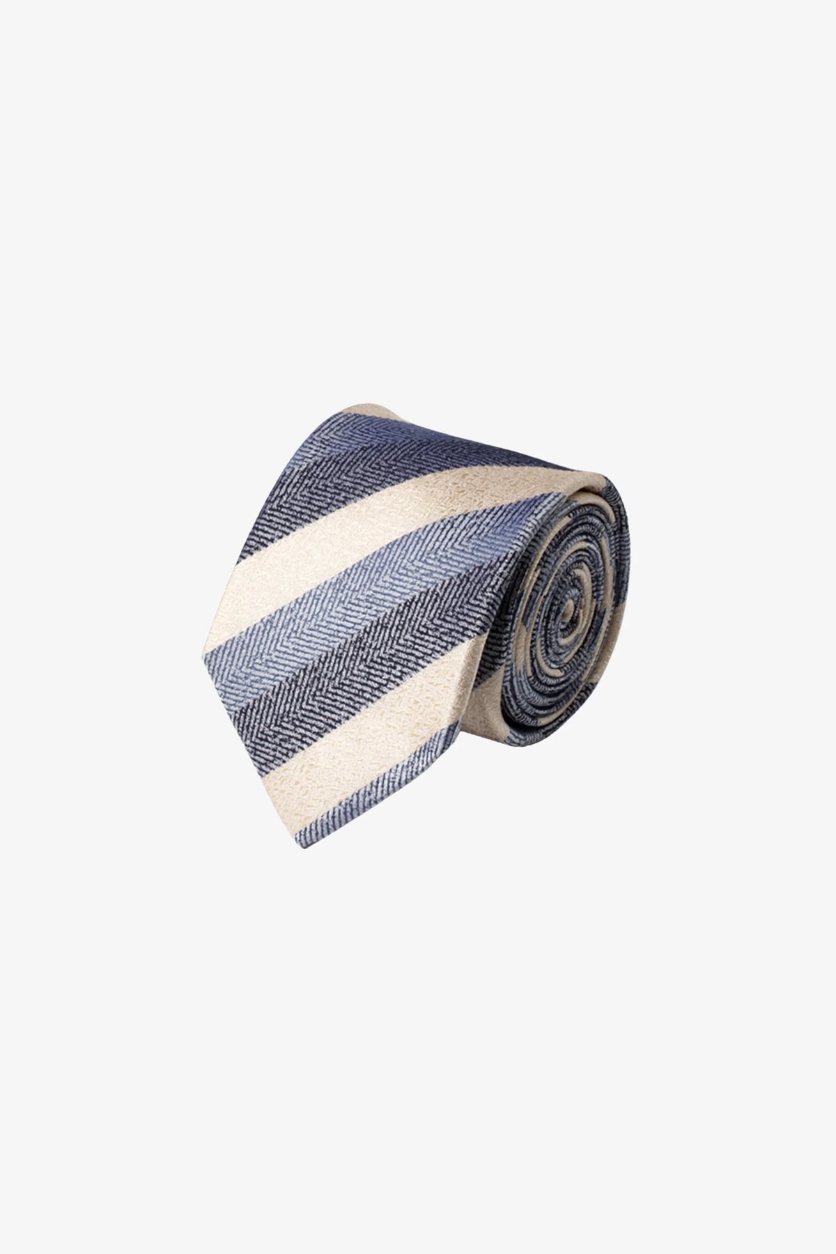 Tie - Silk multi stripe blue and mid
