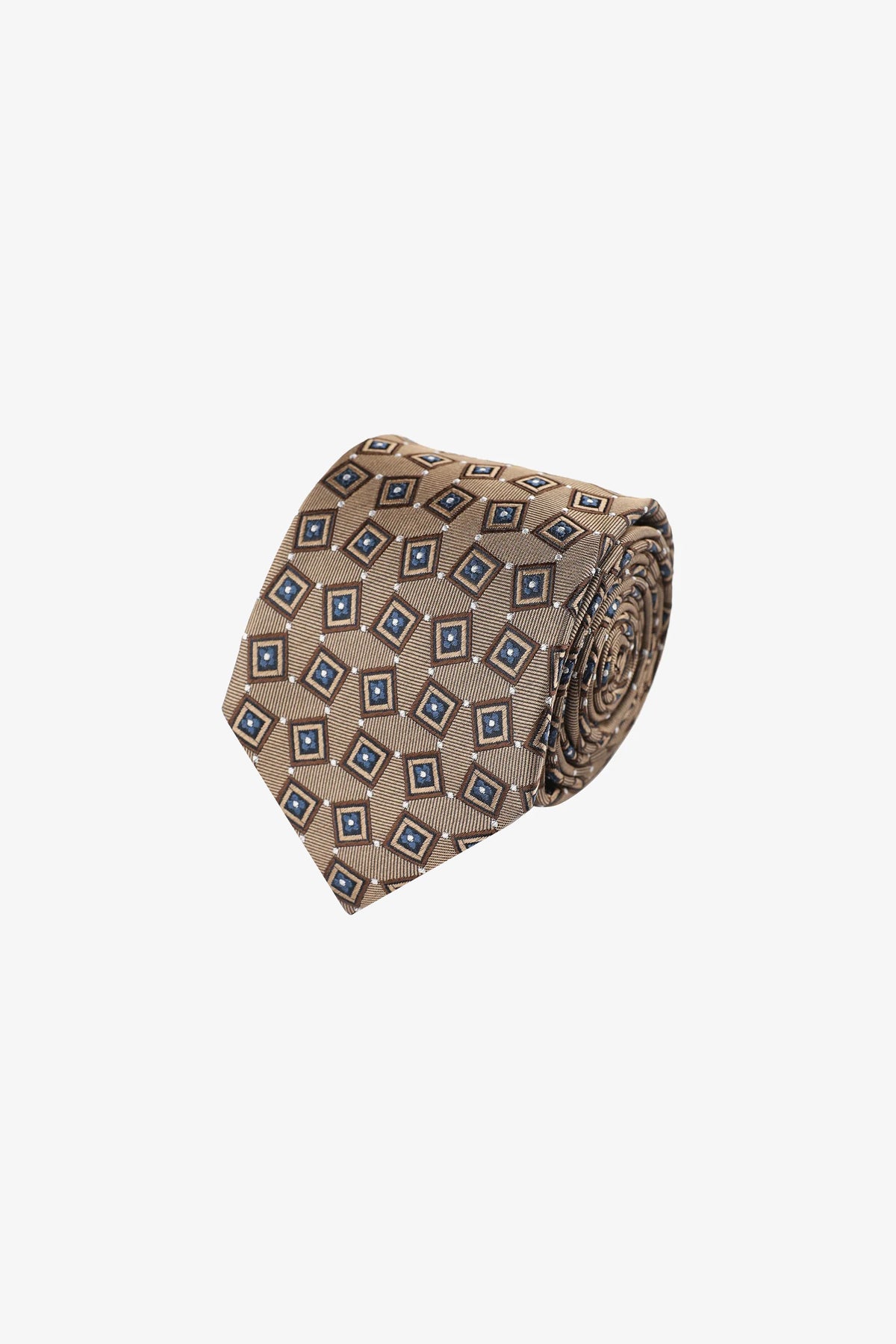 Tie - Silk light brown geometric