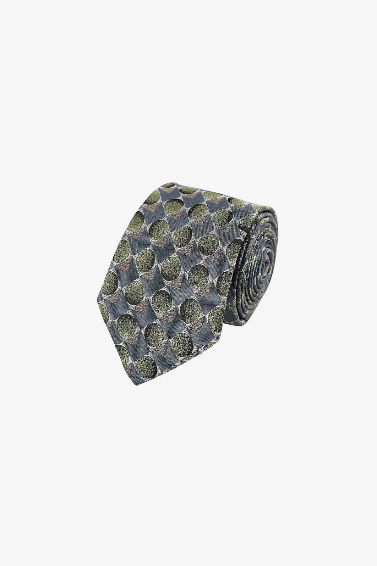 Tie - Silk green geometric