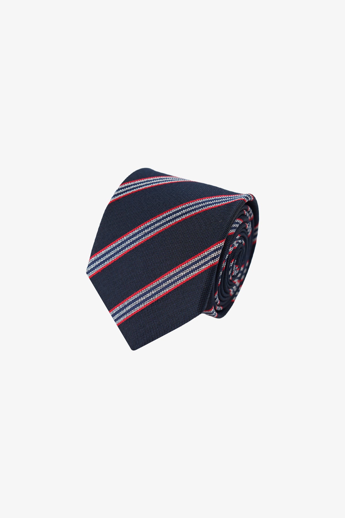Tie - Silk Navy/Red Stripe