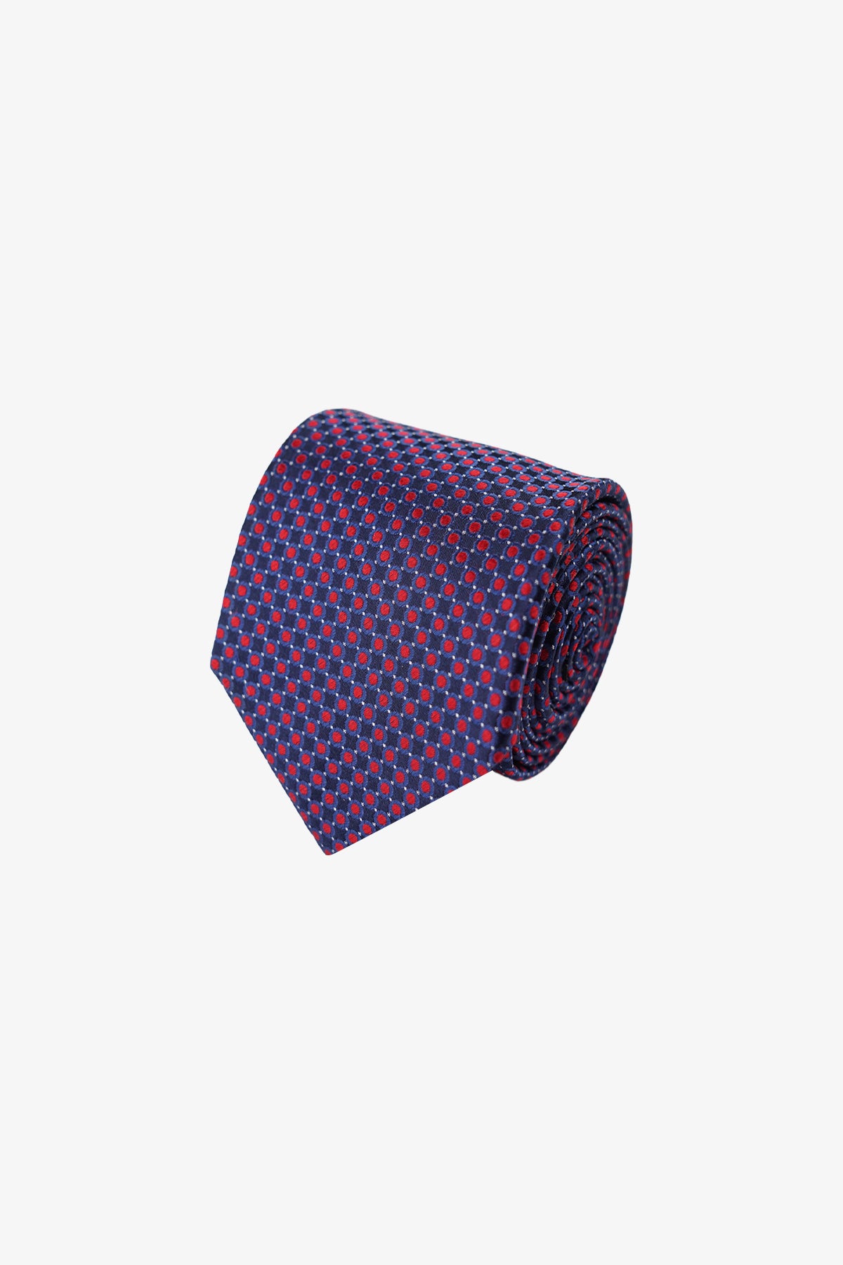 Tie - Silk red/blue geometric