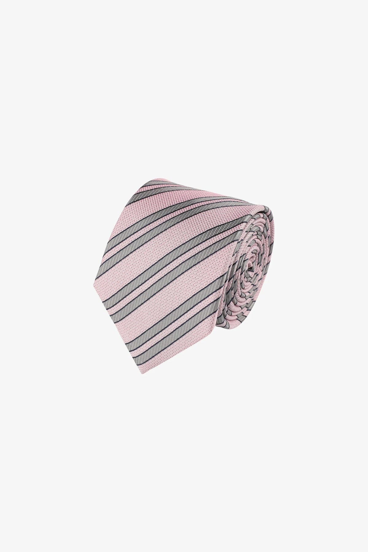 Tie - Pink with grey stripe