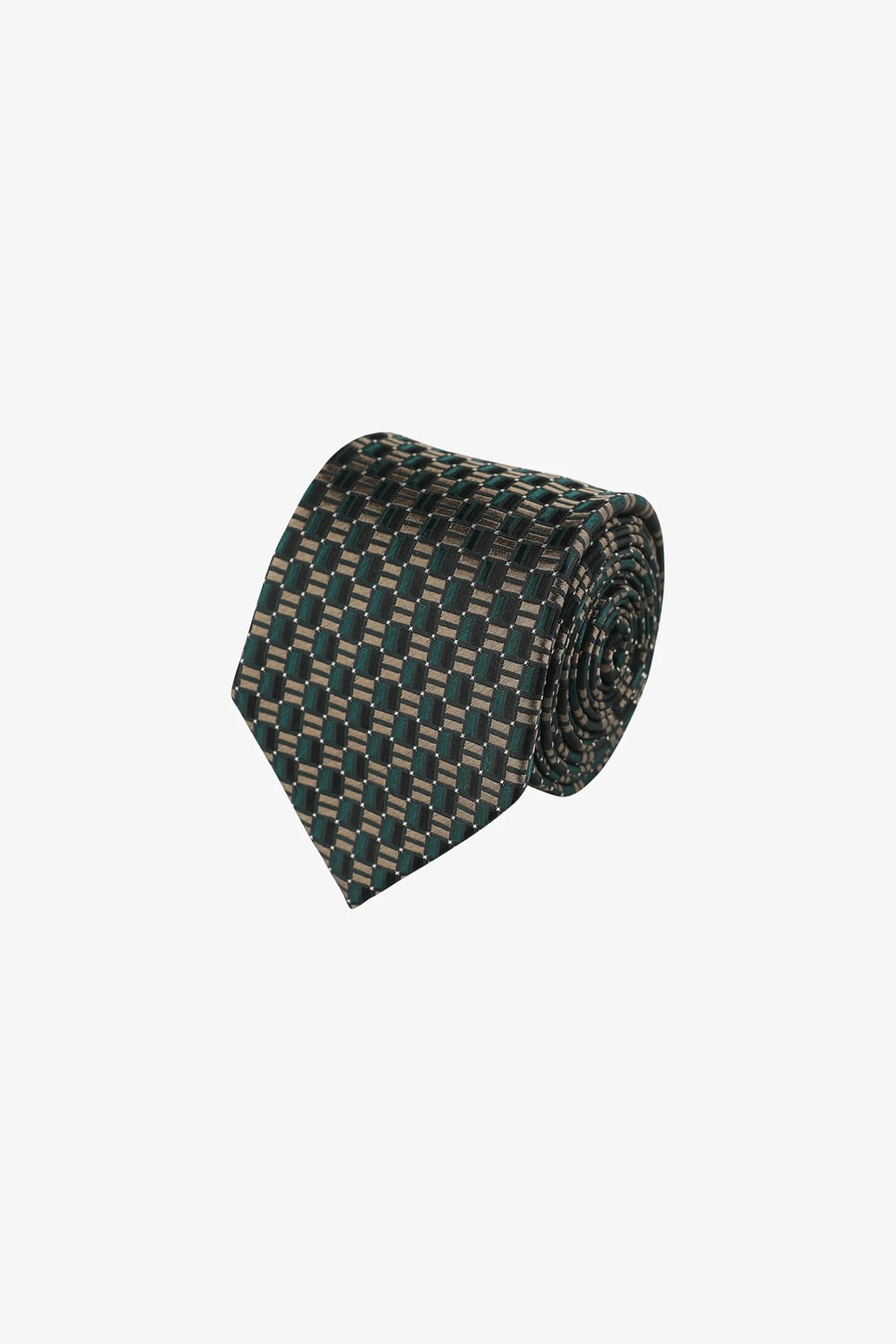 Tie - Bottle green diamon design