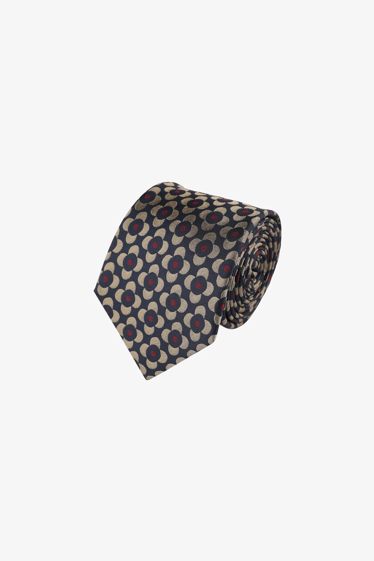 Tie - Navy with bronze florals