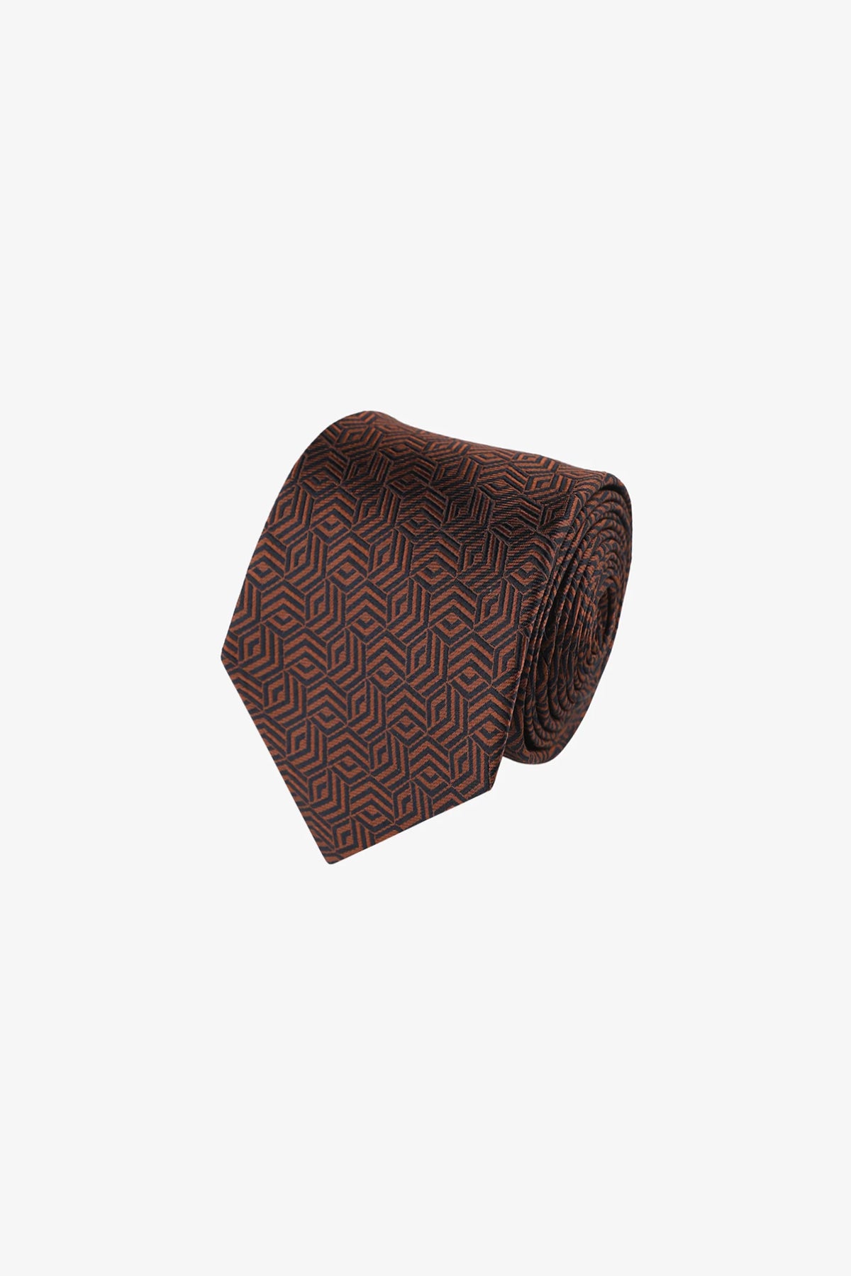 Tie - Burnt orange and black design