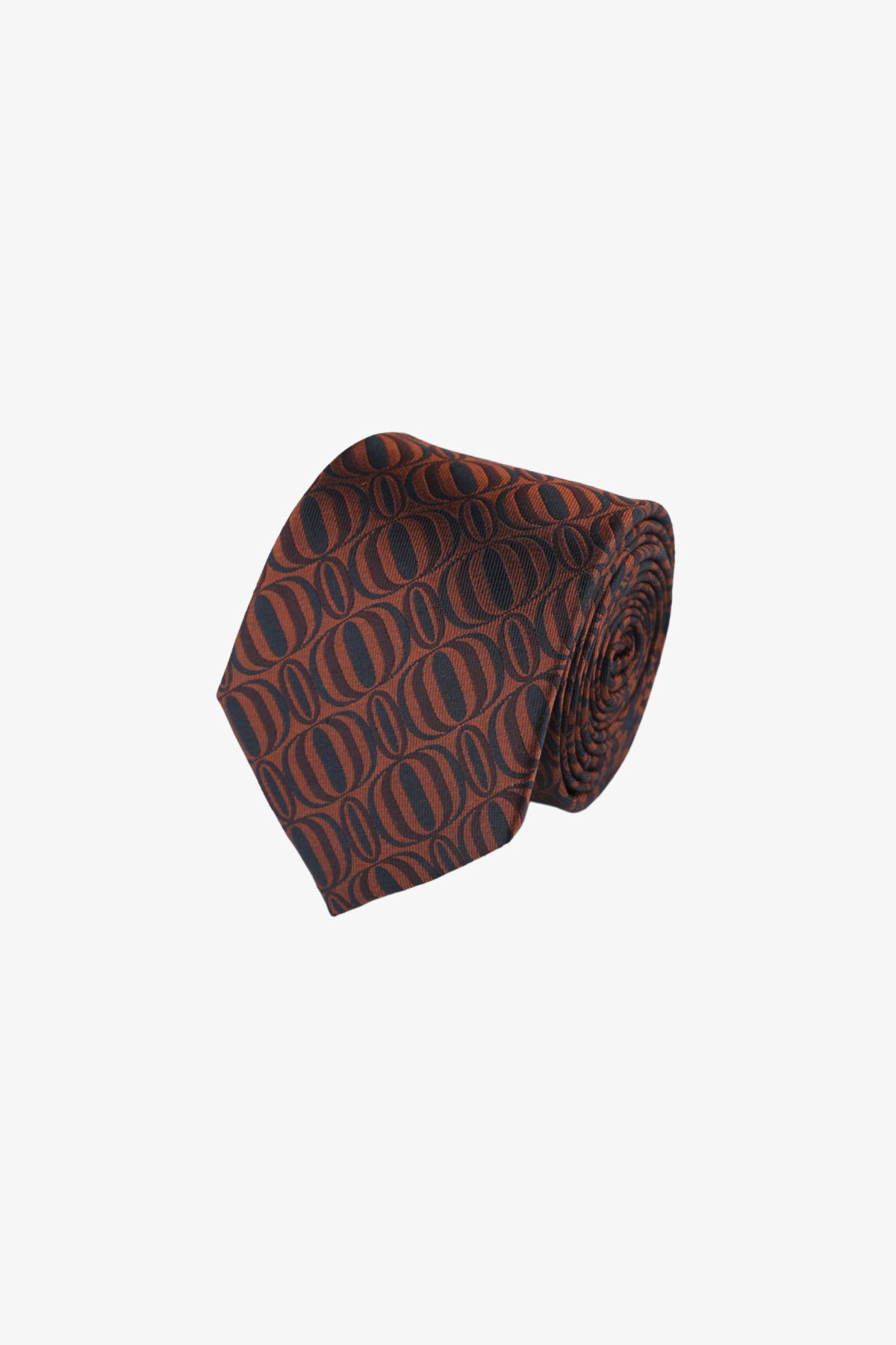 Tie - Burnt orange and black design