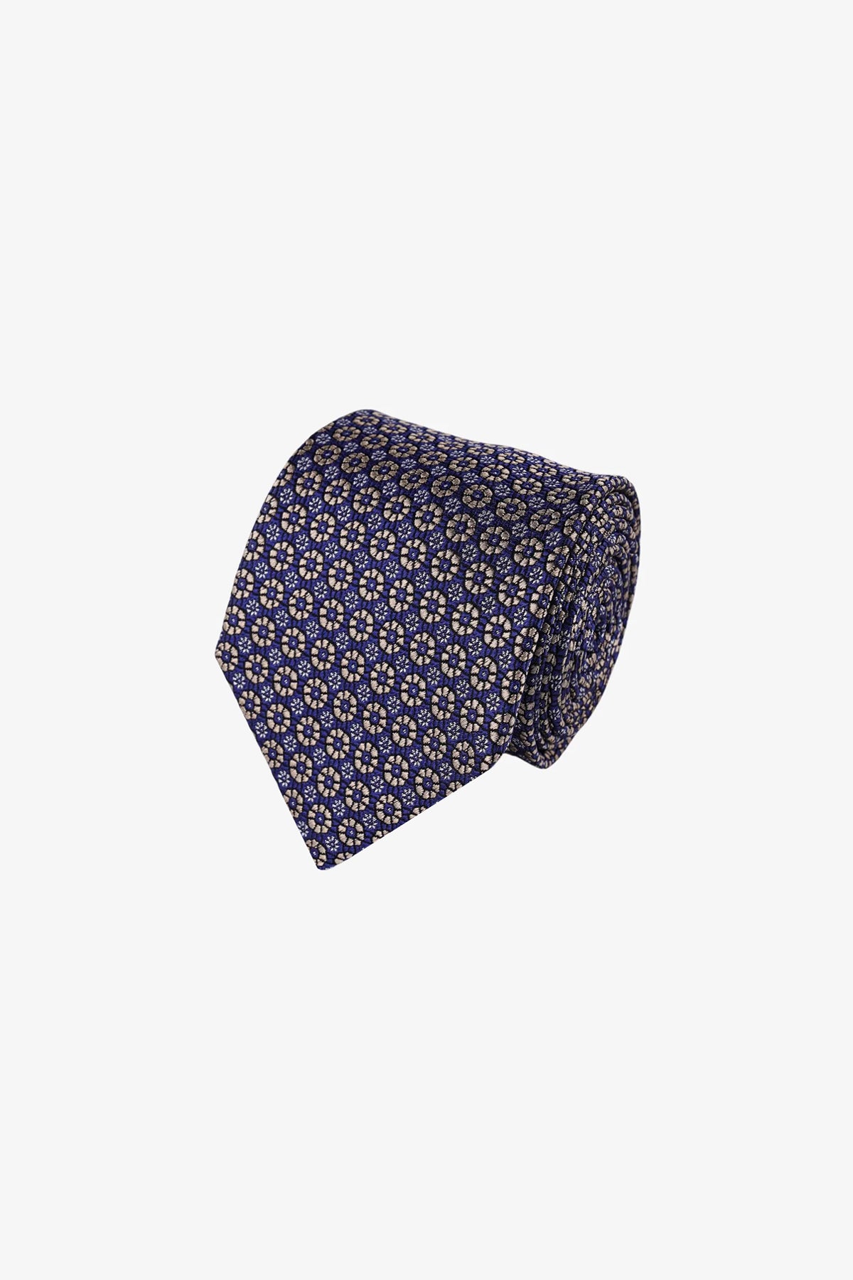 Tie - Silk Navy/Silver Floral