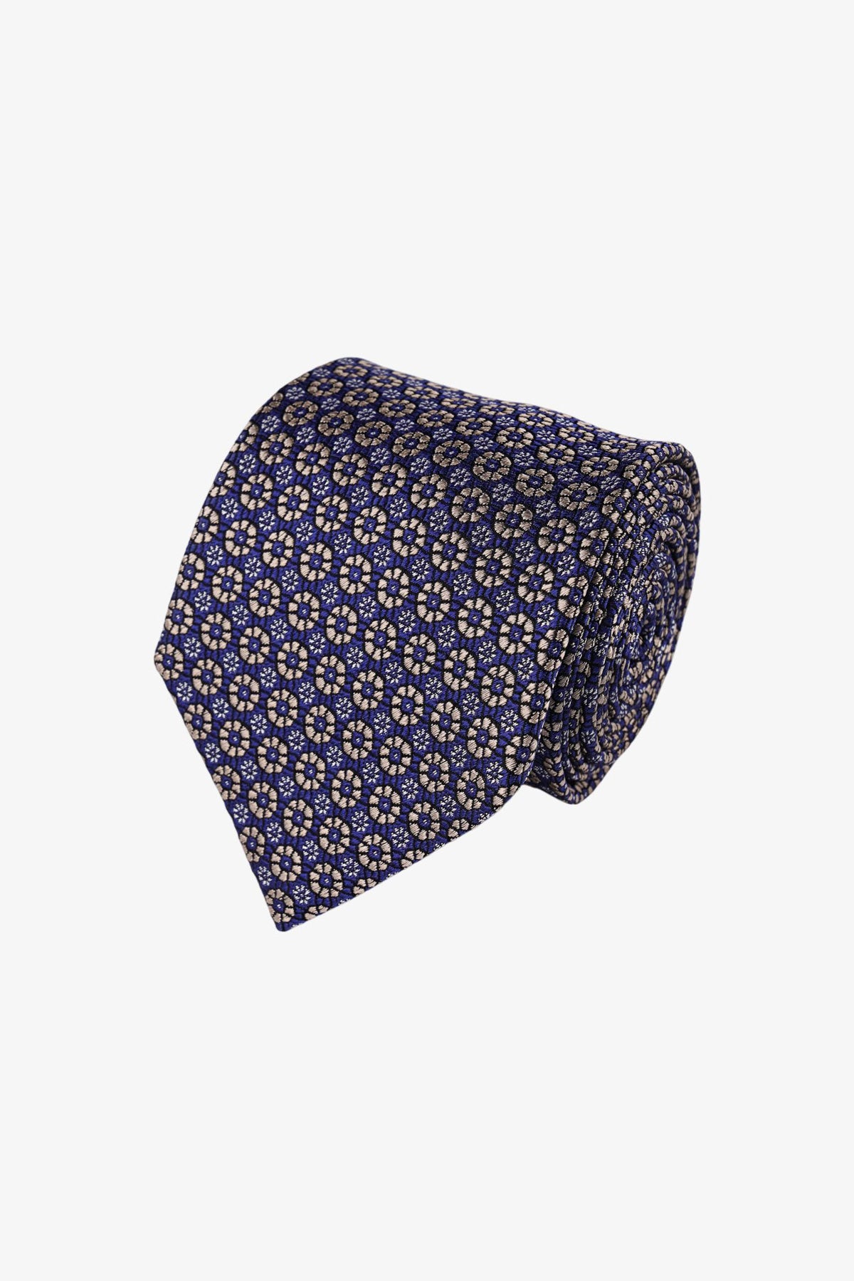 Tie - Silk Navy/Silver Floral