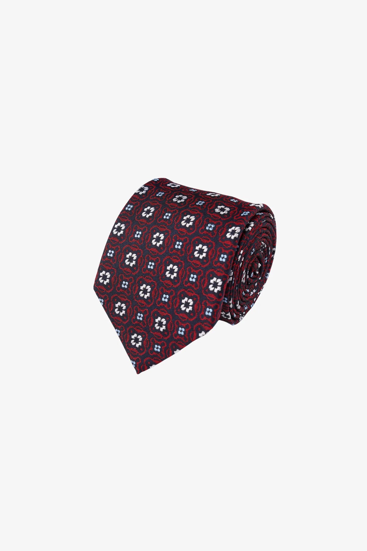 Tie - Silk Navy/Red Florals