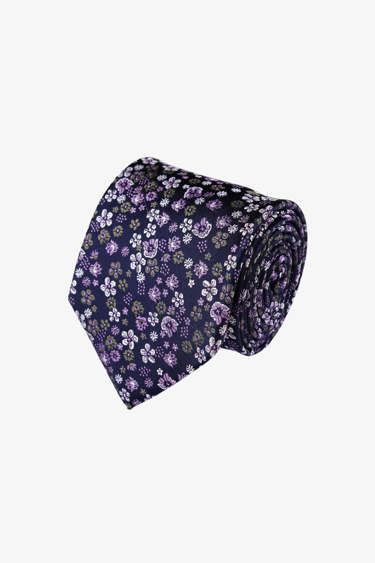 Tie - Silk Navy/Pink Florals