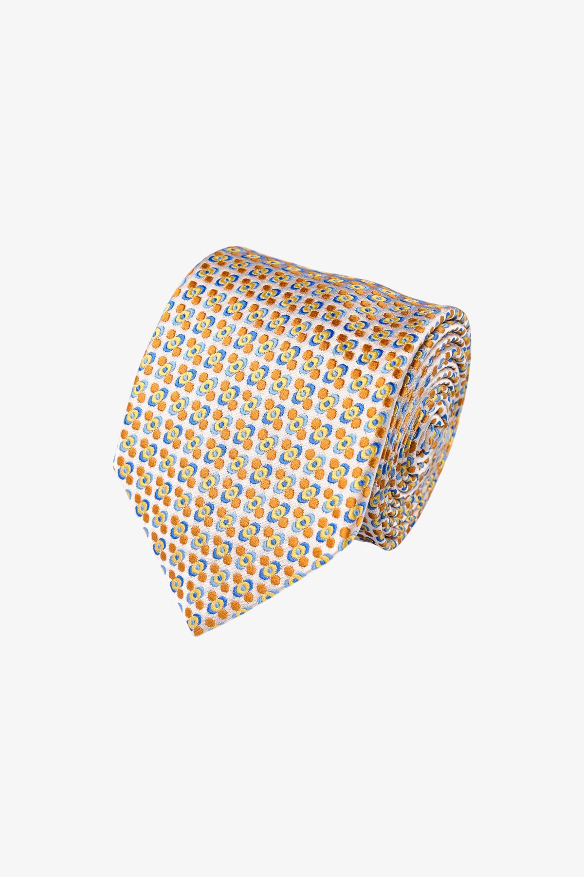 Tie - Silk Orange/Blue Pattern