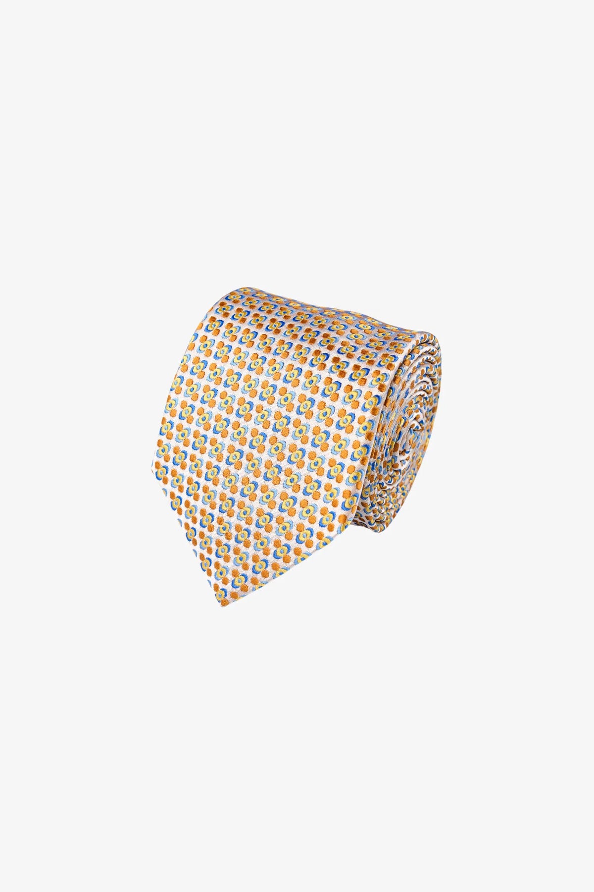Tie - Silk Orange/Blue Pattern